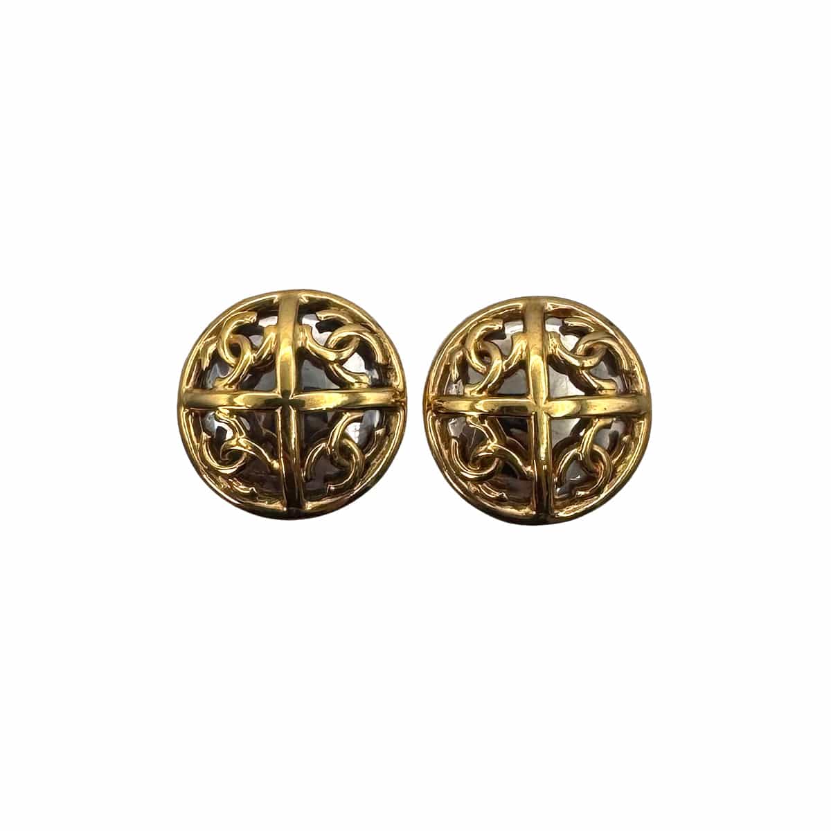 PURPOSE VINTAGE CHANEL ROUND EARRINGS COCOMARK GOLD ACCESSORY 93P 90323103