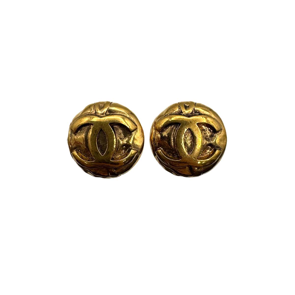 PURPOSE VINTAGE CHANEL ROUND EARRINGS COCOMARK GOLD ACCESSORY 96A 90323109