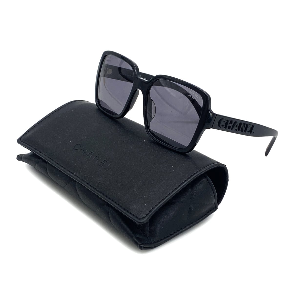 PURPOSE VINTAGE CHANEL SQUARE SHAPE SUNGLASSES LOGO BLACK EYEWEAR 90324633
