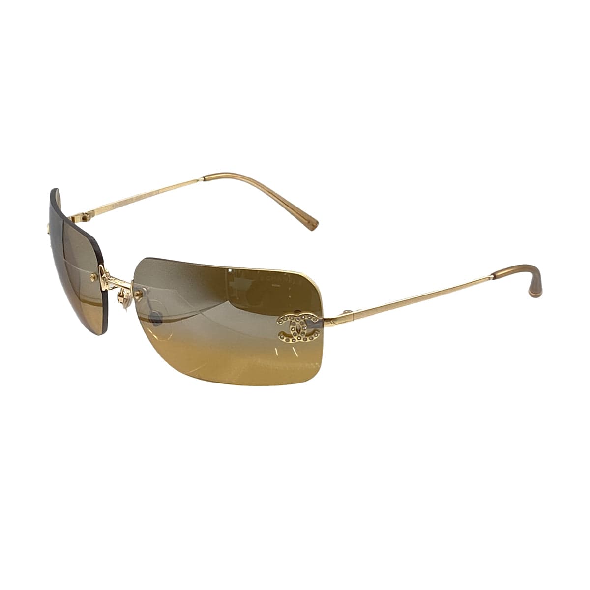 PURPOSE VINTAGE CHANEL SUNGLASSES COCOMARK RHINESTONE GOLD EYEWEAR 90328132