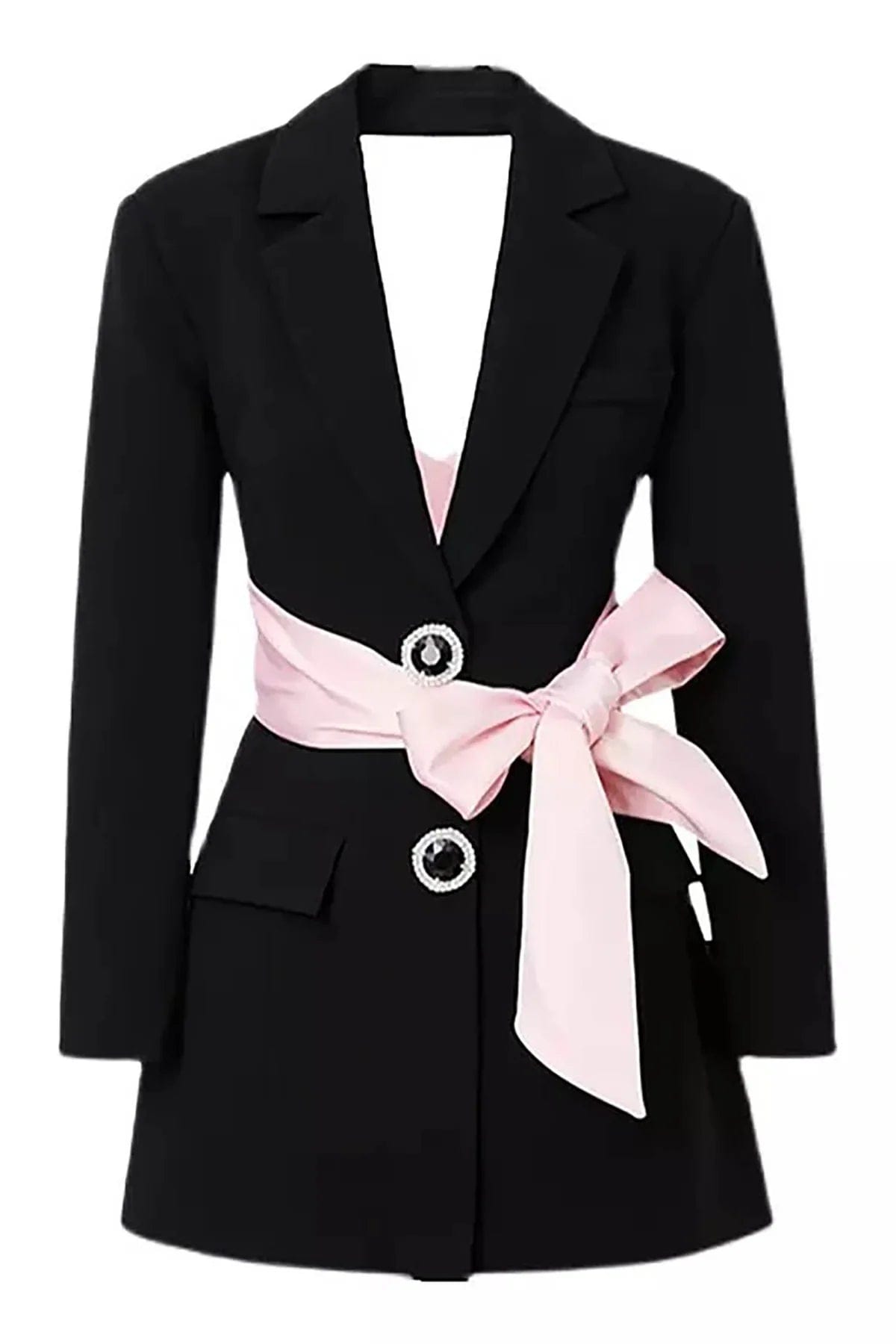 REVEL AVENUE Bow Down Blazer Black M REC1615