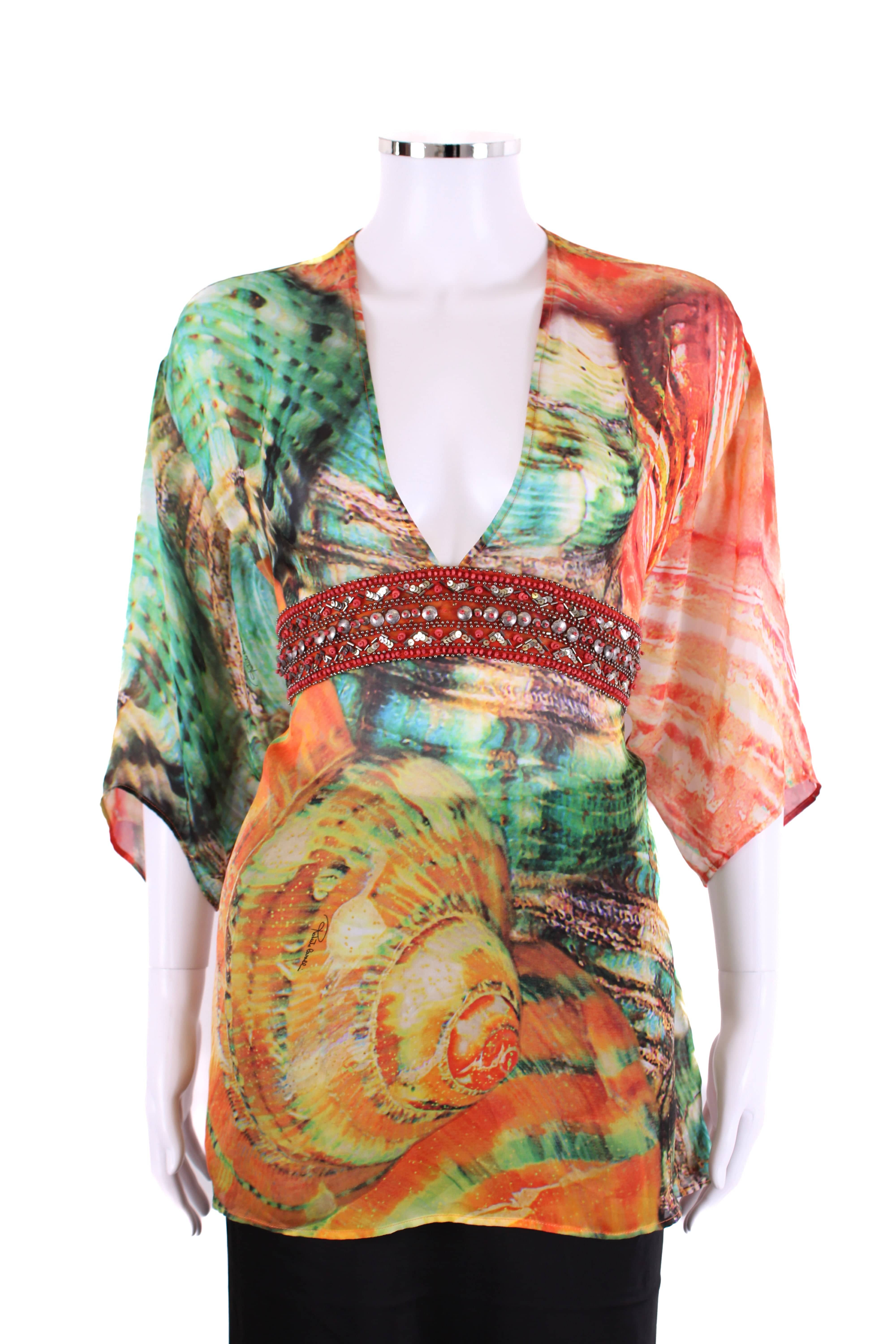 Roberto Cavalli Roberto Cavalli Blouse Green/ Orange 10