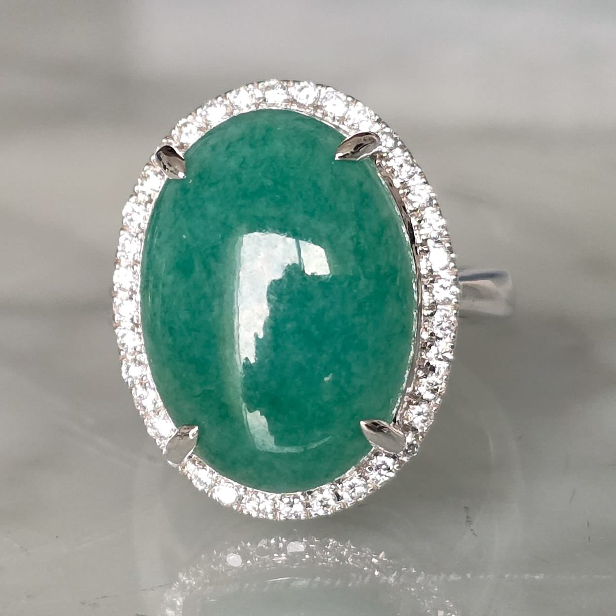 Rockstoc x LP 18k WG Jadeite Ring J 10.45 D 0.36 6.6g RLP625268