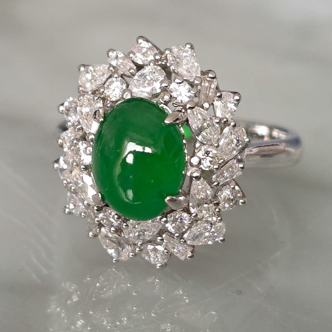 Rockstoc x LP 18k WG Jadeite Ring J 2.31 D 1.02 5.2g CGL RLP625266