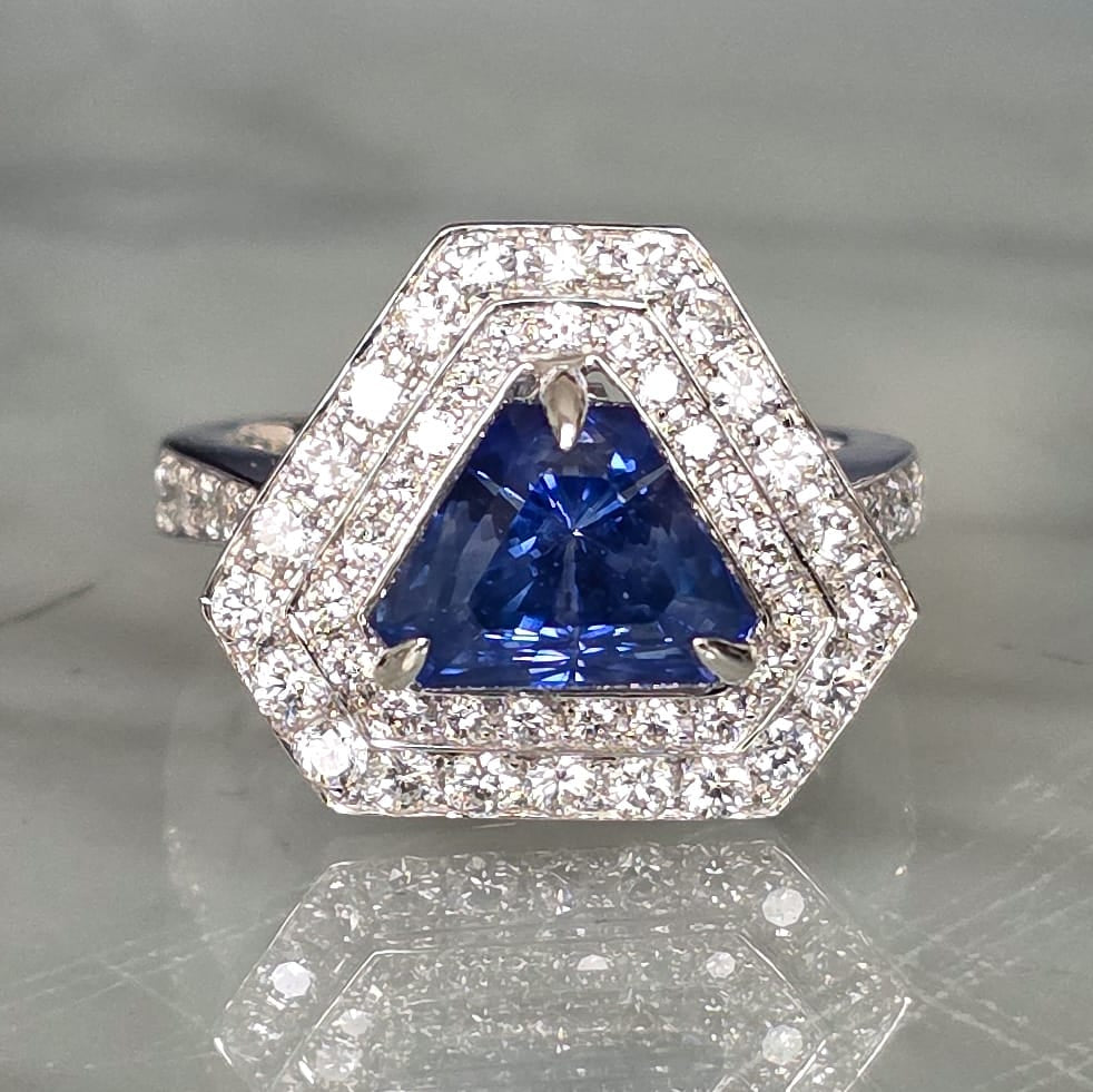 Rockstoc x LP 18k WG Sri Lanka Sapphire (H) Ring S 4.08 D 0.96 GRS RLP625298