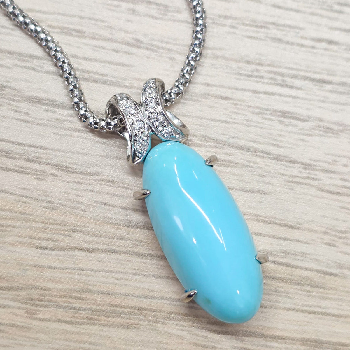 Rockstoc x LP 18K WG Turquoise Pendant w/ Chain TQ 10.62 D 0.09 45cm 9.9g RLPR157