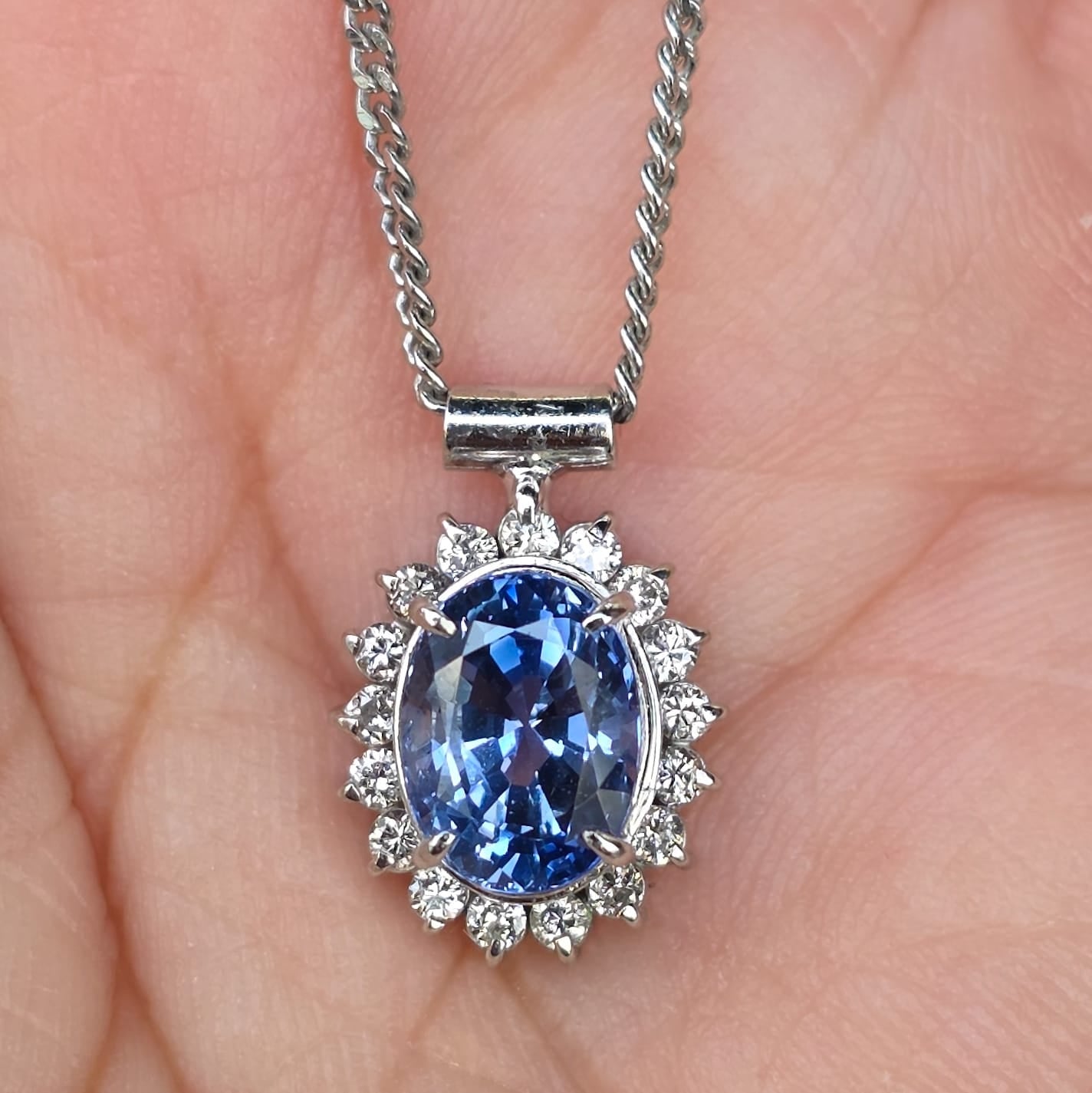 Rockstoc x LP Pt850 Sapphire Pendant w/ Chain S 2.37 D 0.250 6.72g RSXLPS48