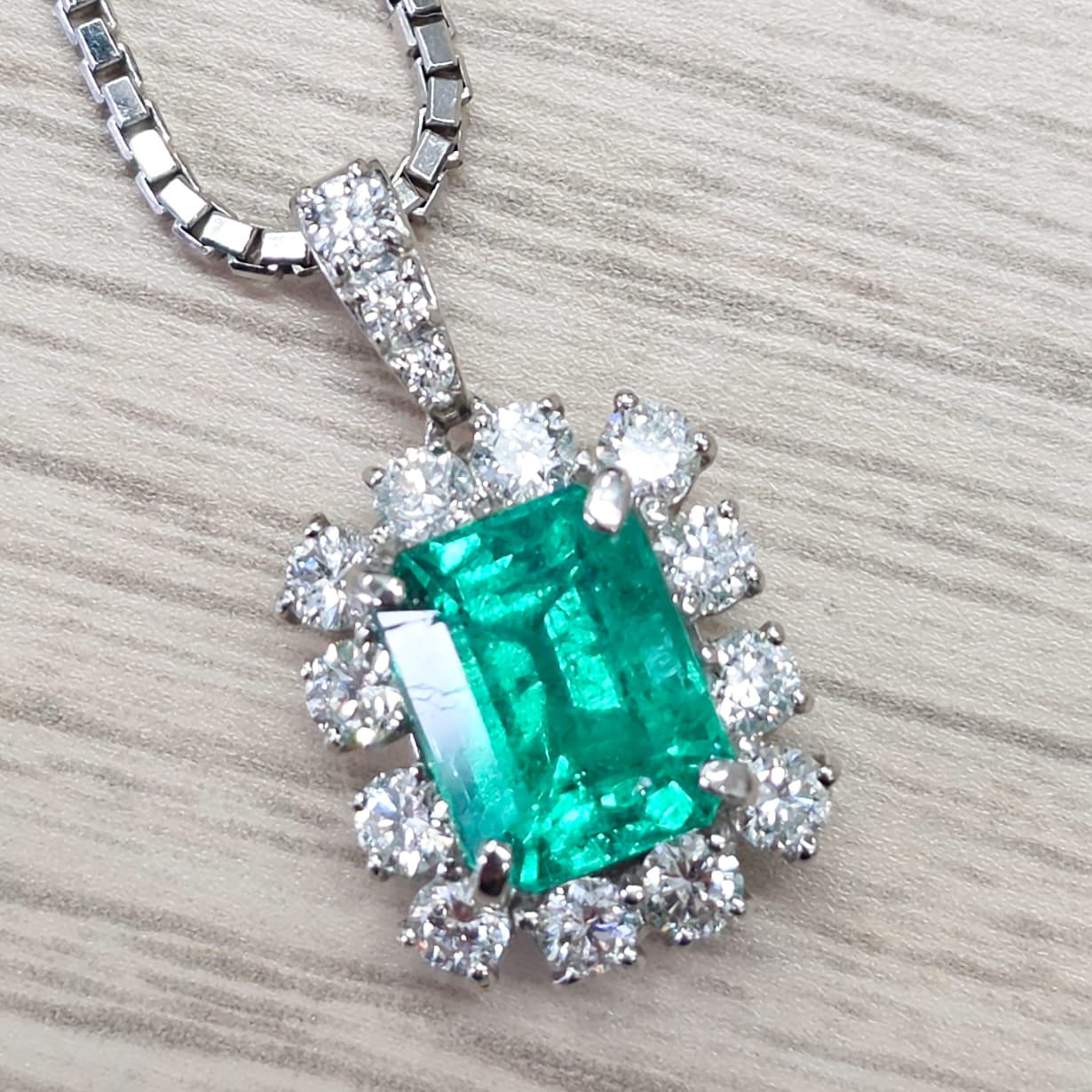 Rockstoc x LP Pt900 / 850 Emerald Pendant w/ Chain E 2.12 D 0.65 39 cm 9.2 g RLPR153