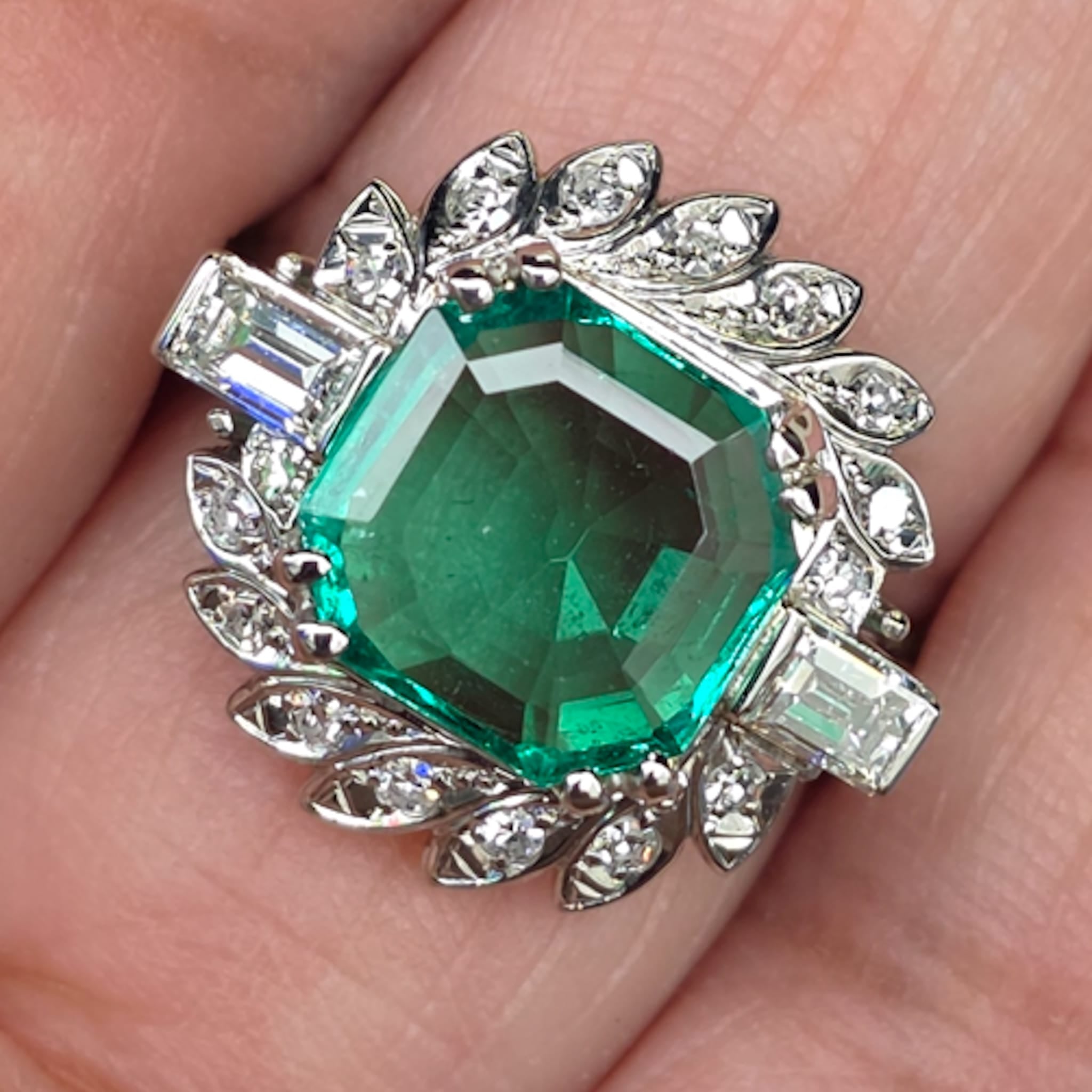 Rockstoc x LP Pt900 Colombia Emerald (No OIL) Ring E 2.00 D 0.52 Sz 6 9.10 g Gubelin RSXLPS5