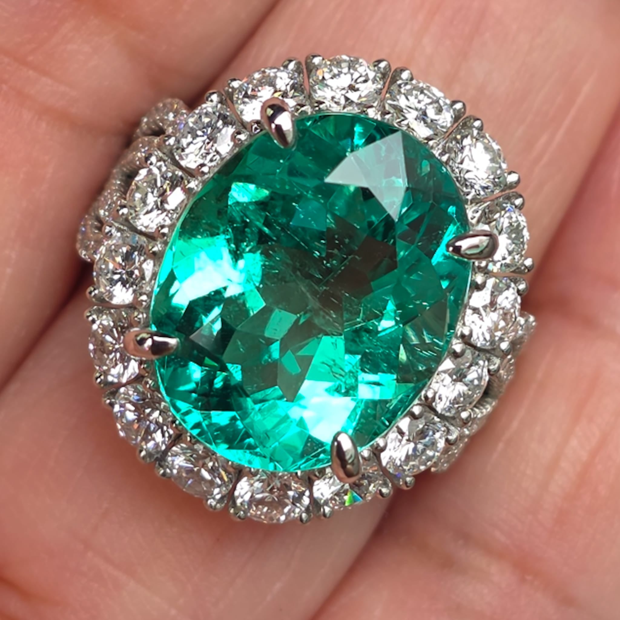 Rockstoc x LP Pt900 Colombia Emerald Ring E 8.870 D 2.170 Sz 6.5 12.80 g C RSXLPS16