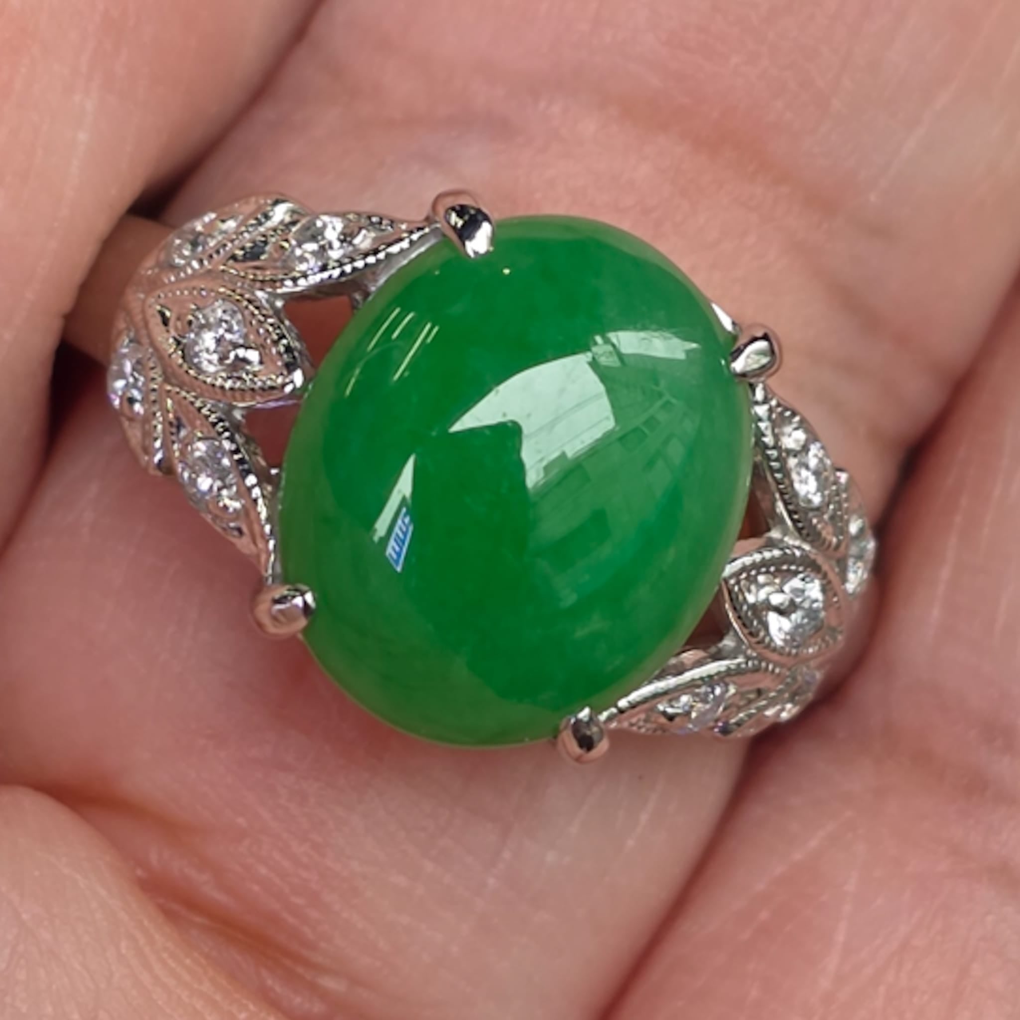 Rockstoc x LP Pt900 Jade Ring J 5.45 D 0.18 Sz 8.5 7.1 g C RSXLPS23