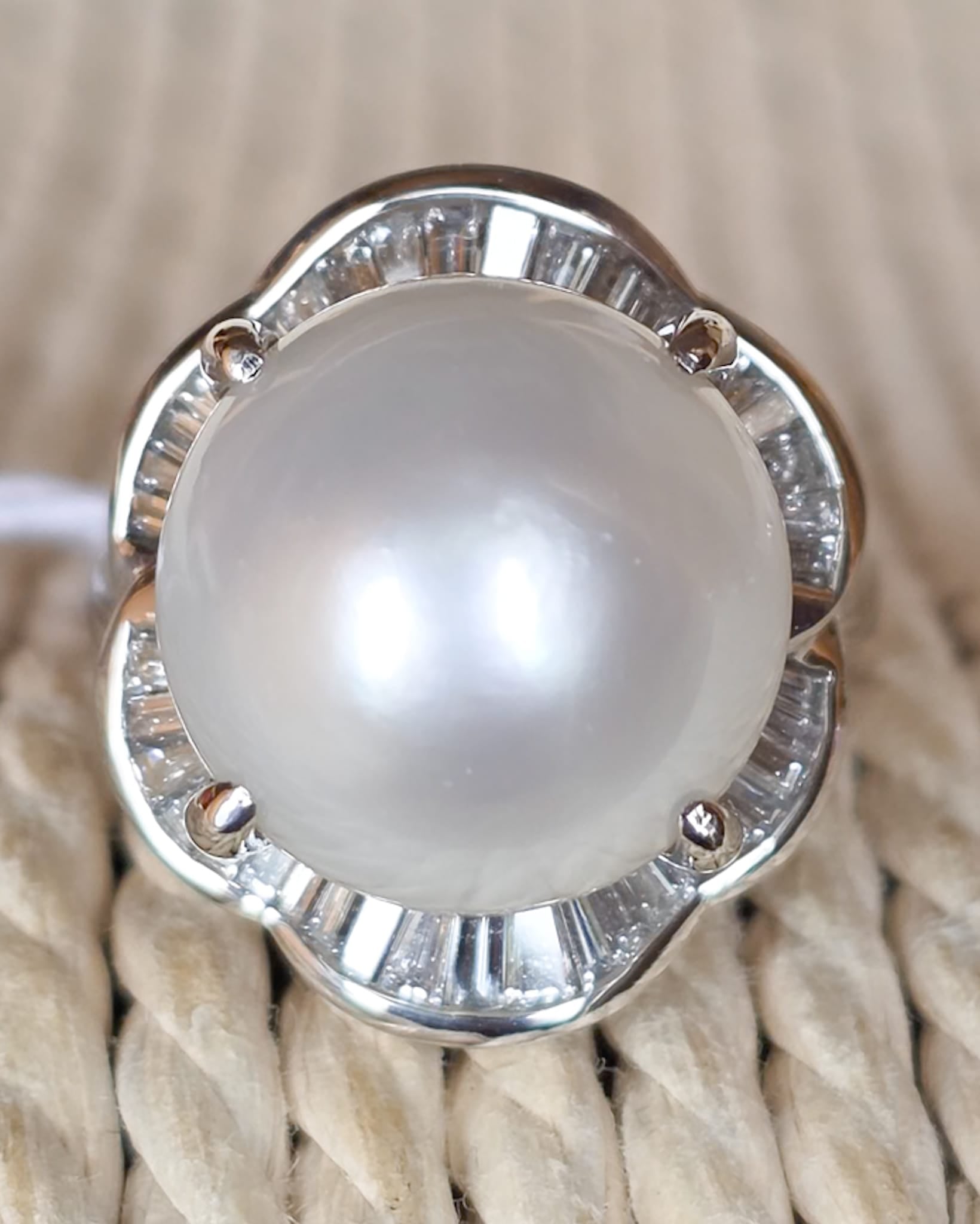 Rockstoc x LP Pt900 South Sea Pearl Ring SSP 15.6 mm D 1.15 ct Sz 6 19.0 g RLPR171