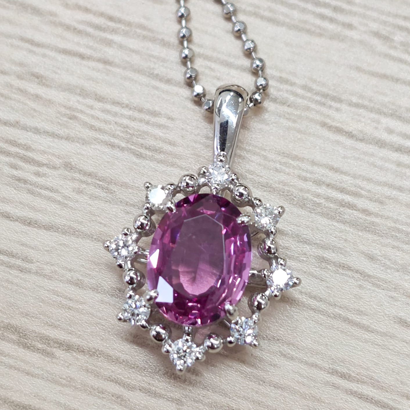 Rockstoc x LP Pt950 / 850 Padparascha Sapphire Pendant w/ Chain S 1.31 D 0.15 41 cm 4.4 g RLPR154