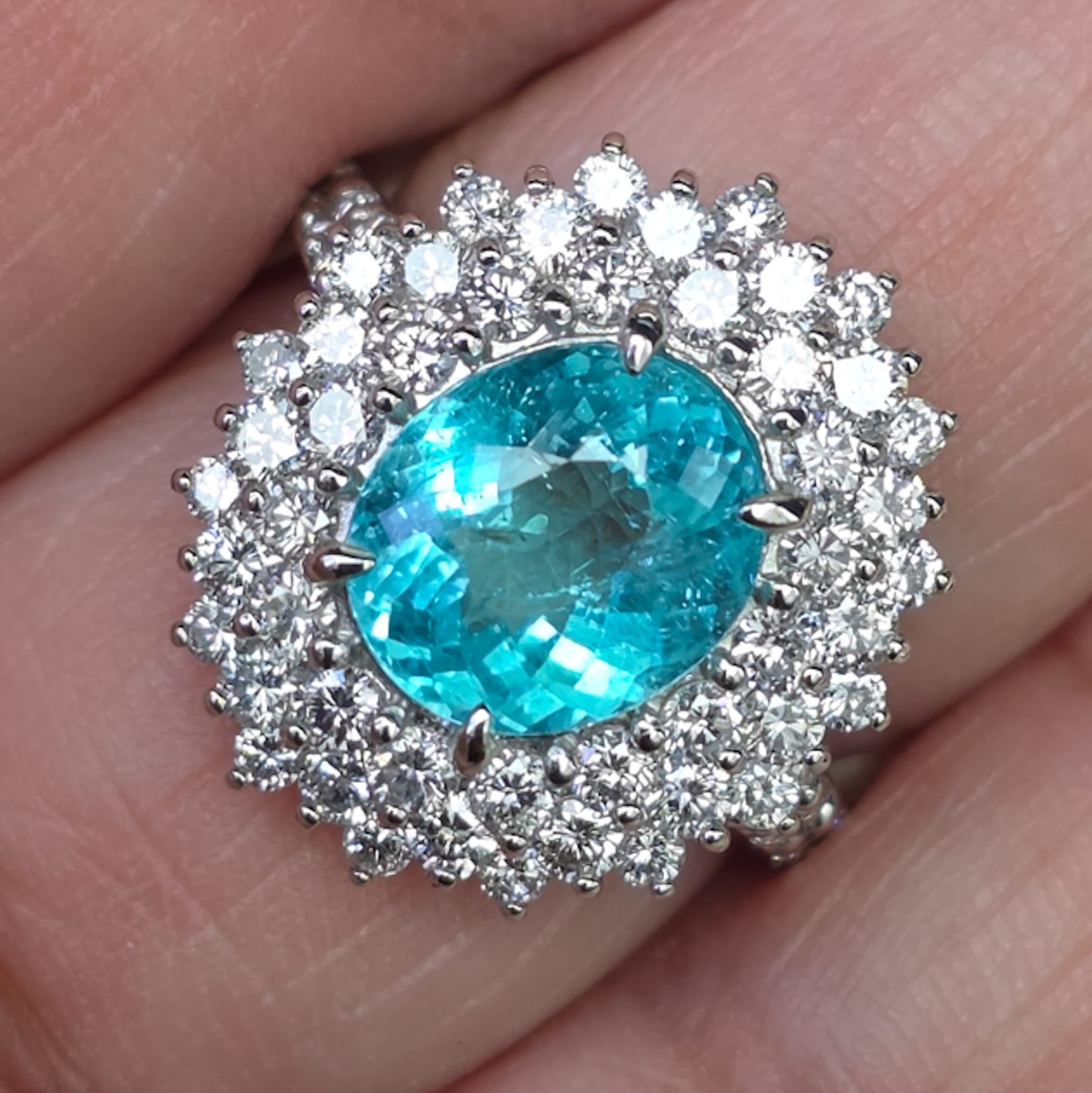 Rockstoc x LP Pt950 Brazil Paraiba Tourmaline Ring T 2.270 / 1.630 Sz 6.5 7.680 g GIA Greenish-Blue RSXLPS15