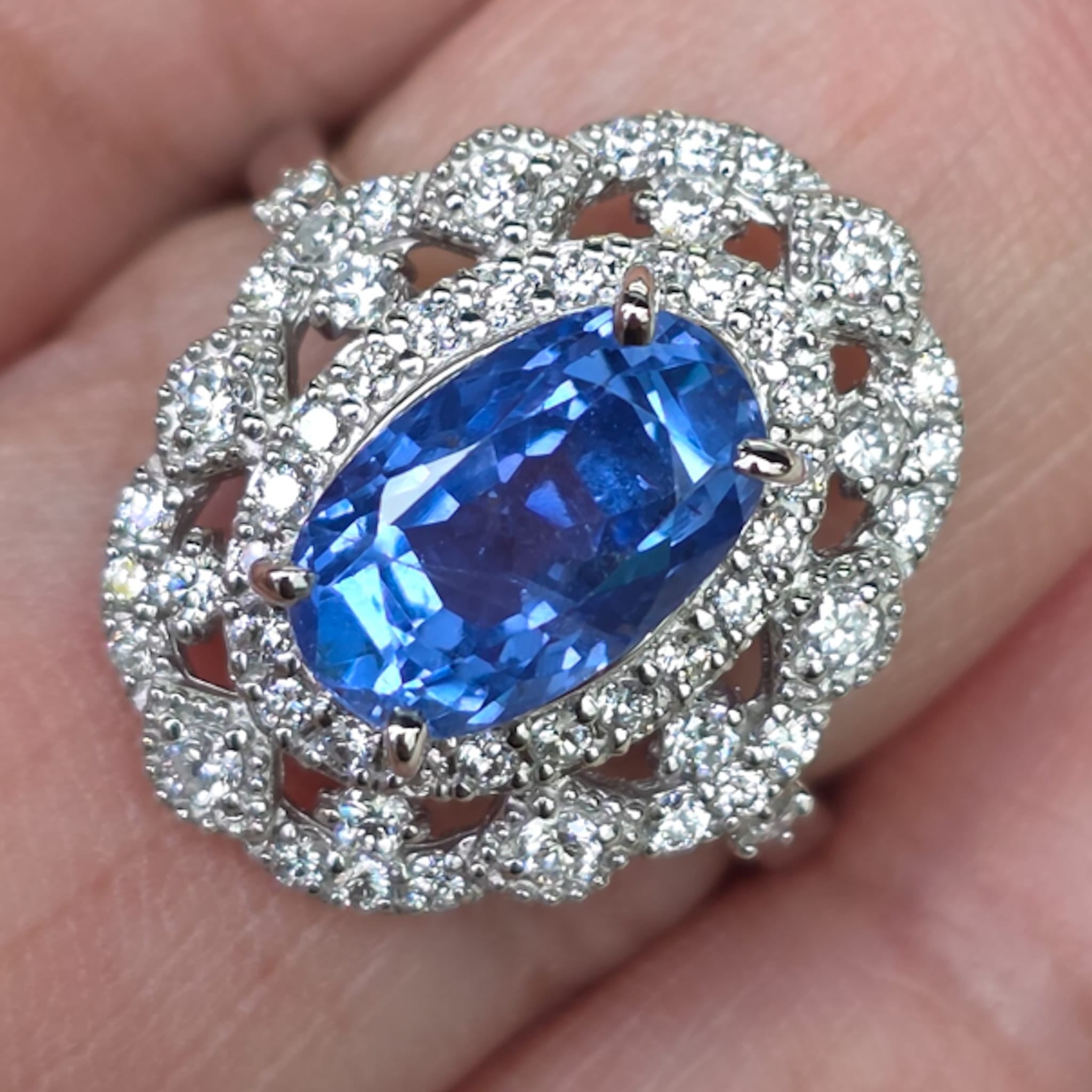 Rockstoc x LP Pt950 Sapphire Ring S 3.580 D 0.49 Sz 6 6.34 g Burma GIA RSXLPS31