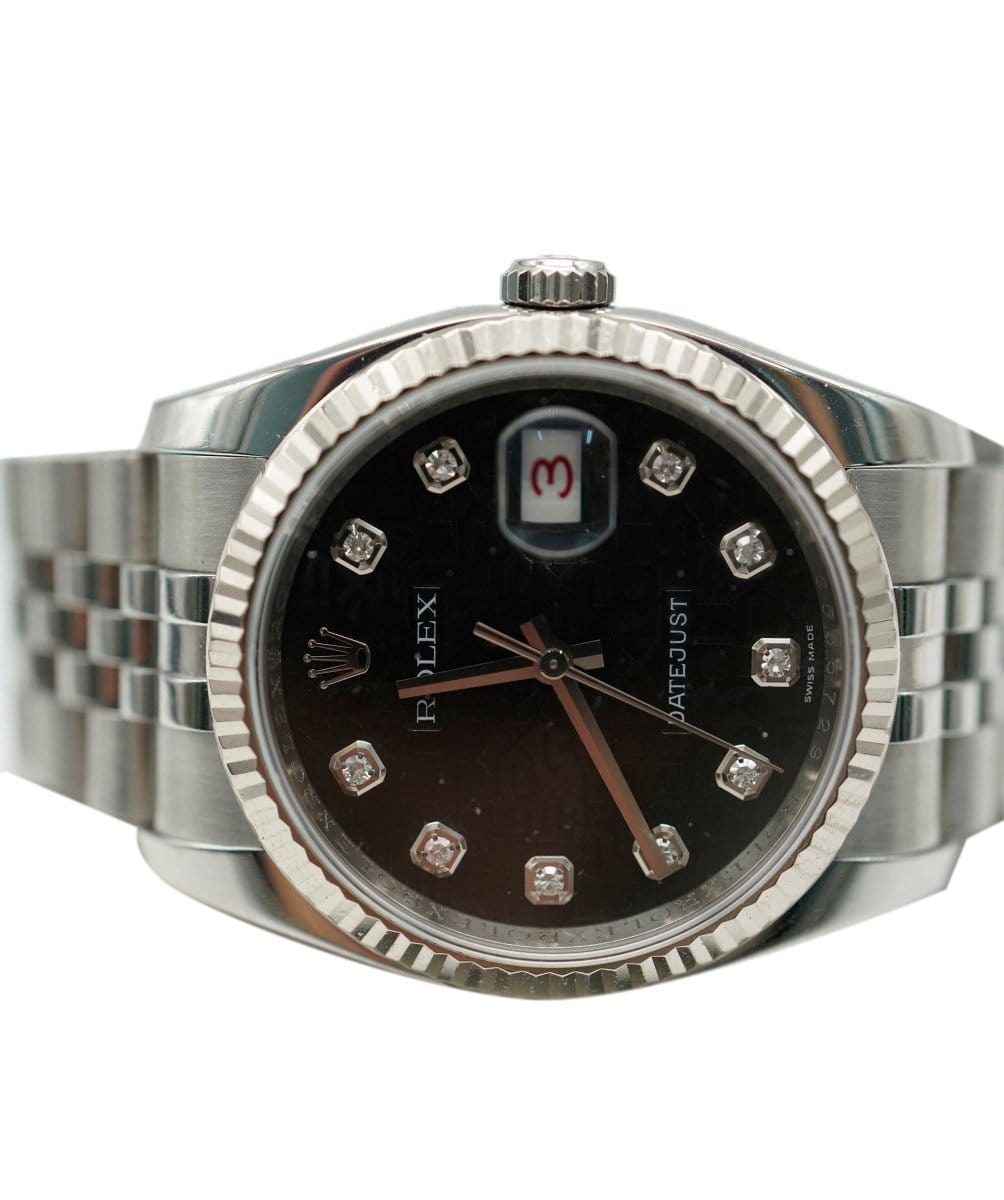 116234, Year 2006, Rolex Datejust Diamond Black Jubilee Dial box and papers AGC1488