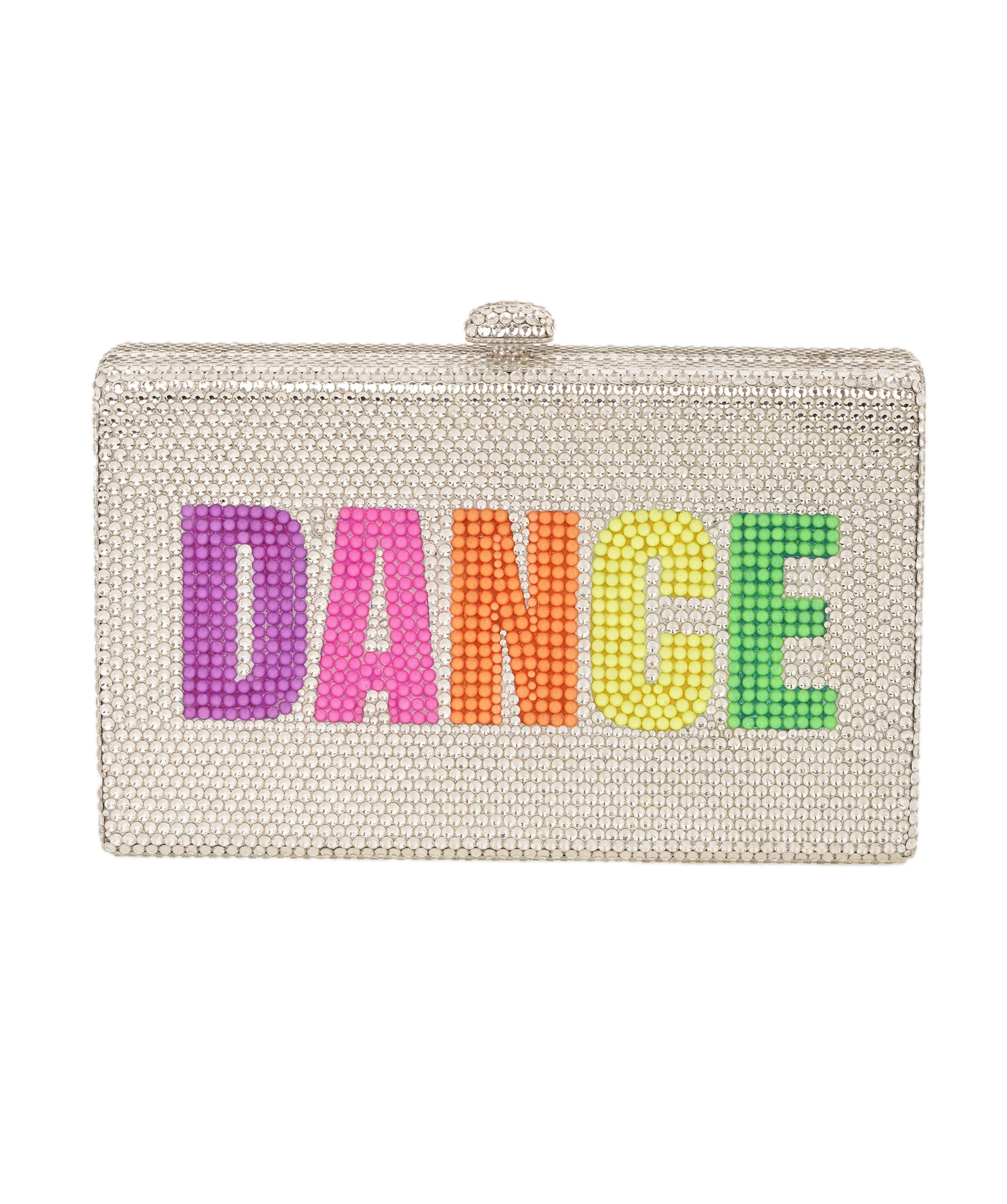 Ruya Customisable RÜYA Box bag with a silver crystal finish and multicolour personalised lettering AKC0732