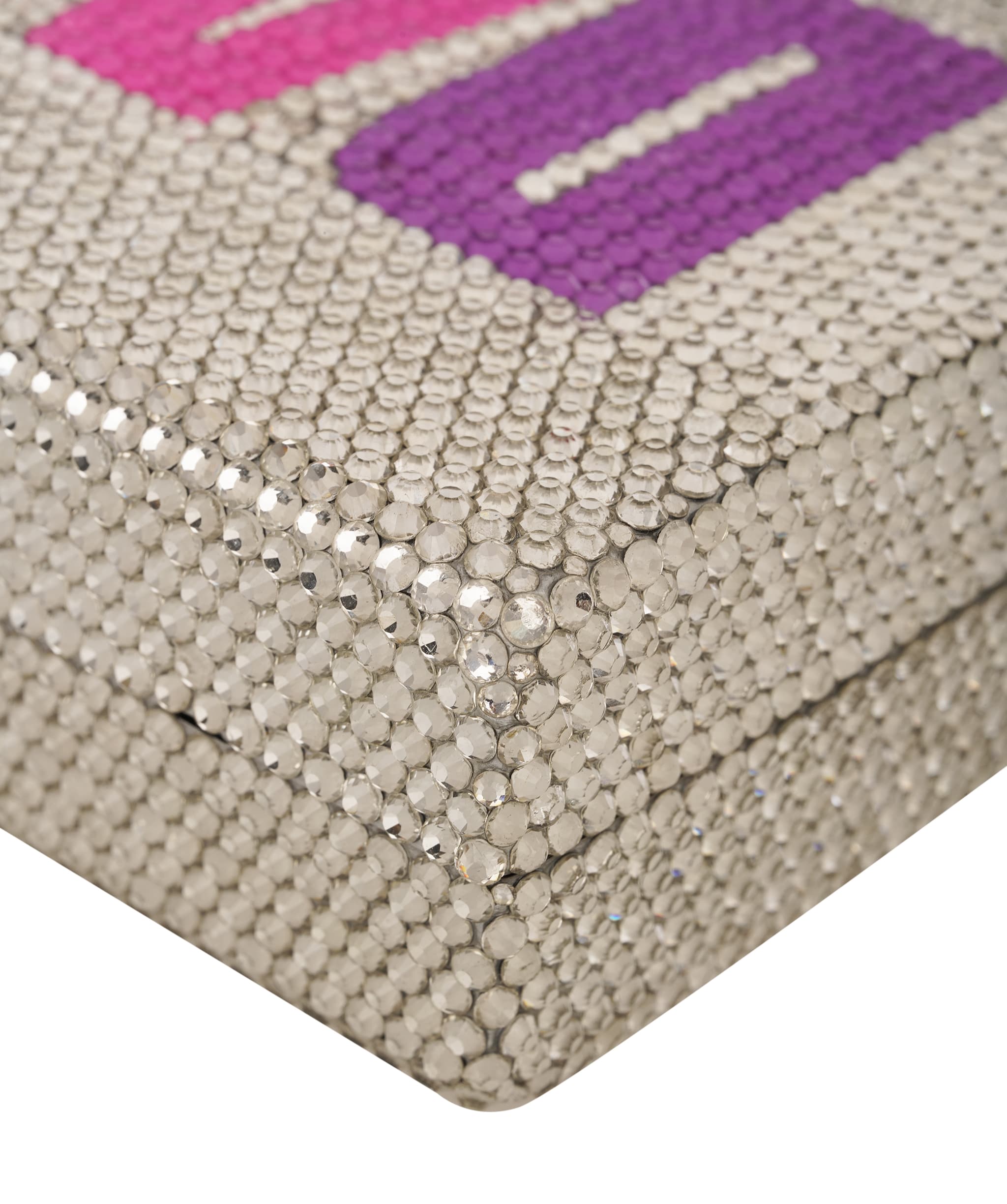 Ruya Customisable RÜYA Box bag with a silver crystal finish and multicolour personalised lettering AKC0732