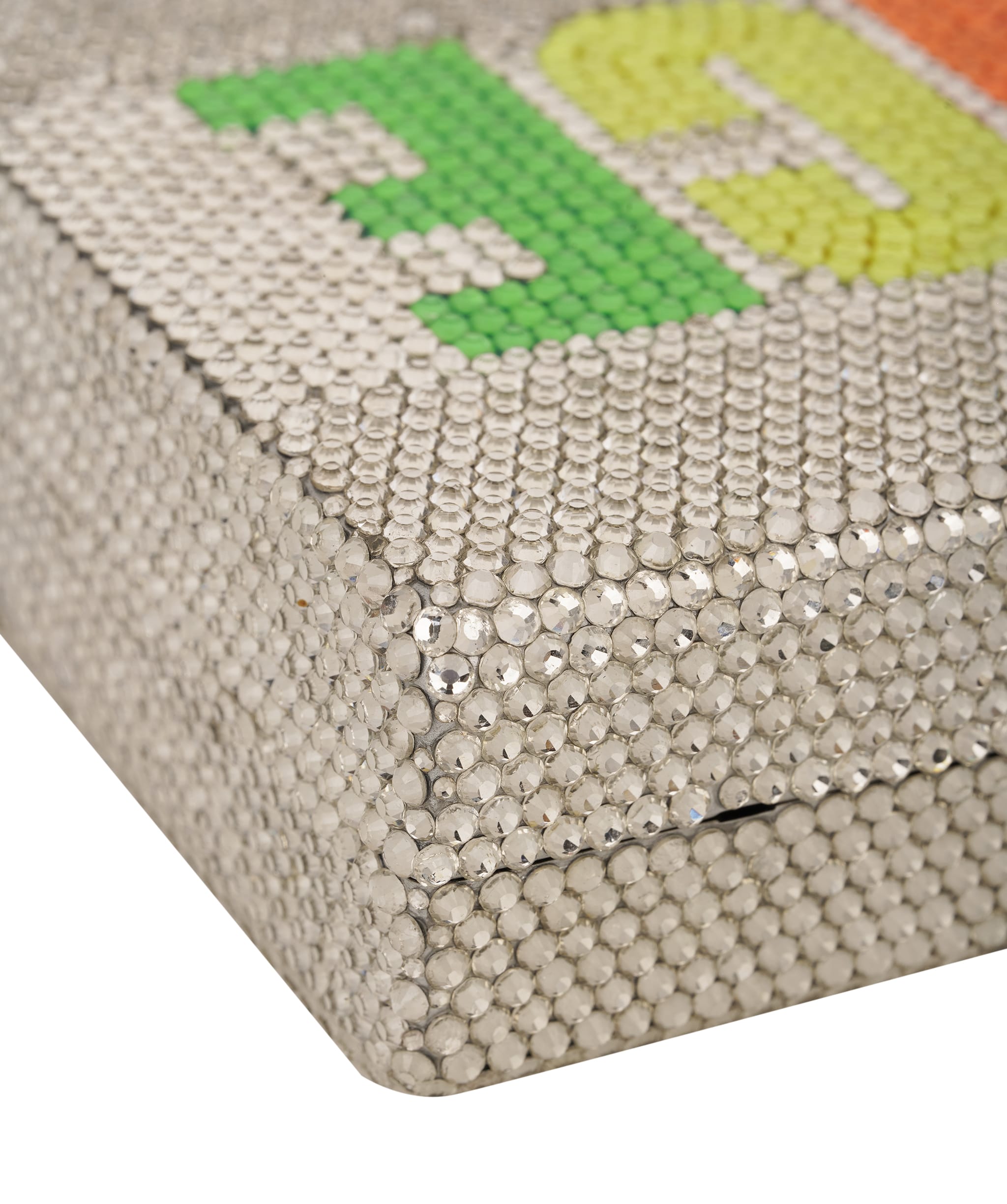 Ruya Customisable RÜYA Box bag with a silver crystal finish and multicolour personalised lettering AKC0732