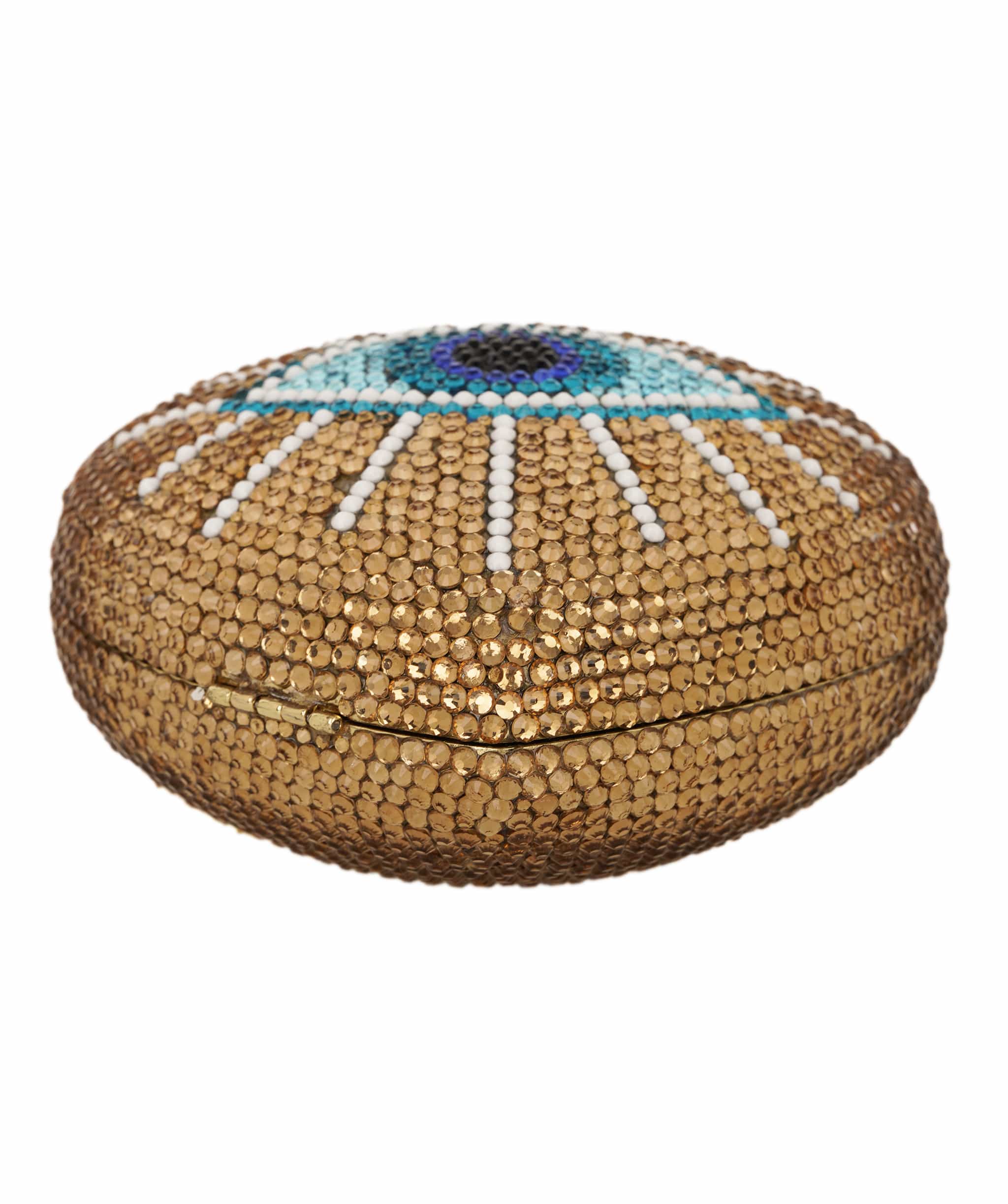 Ruya Customisable RÜYA Heart Shape bag with a gold crystal finish and evil eye motif design AKC0731