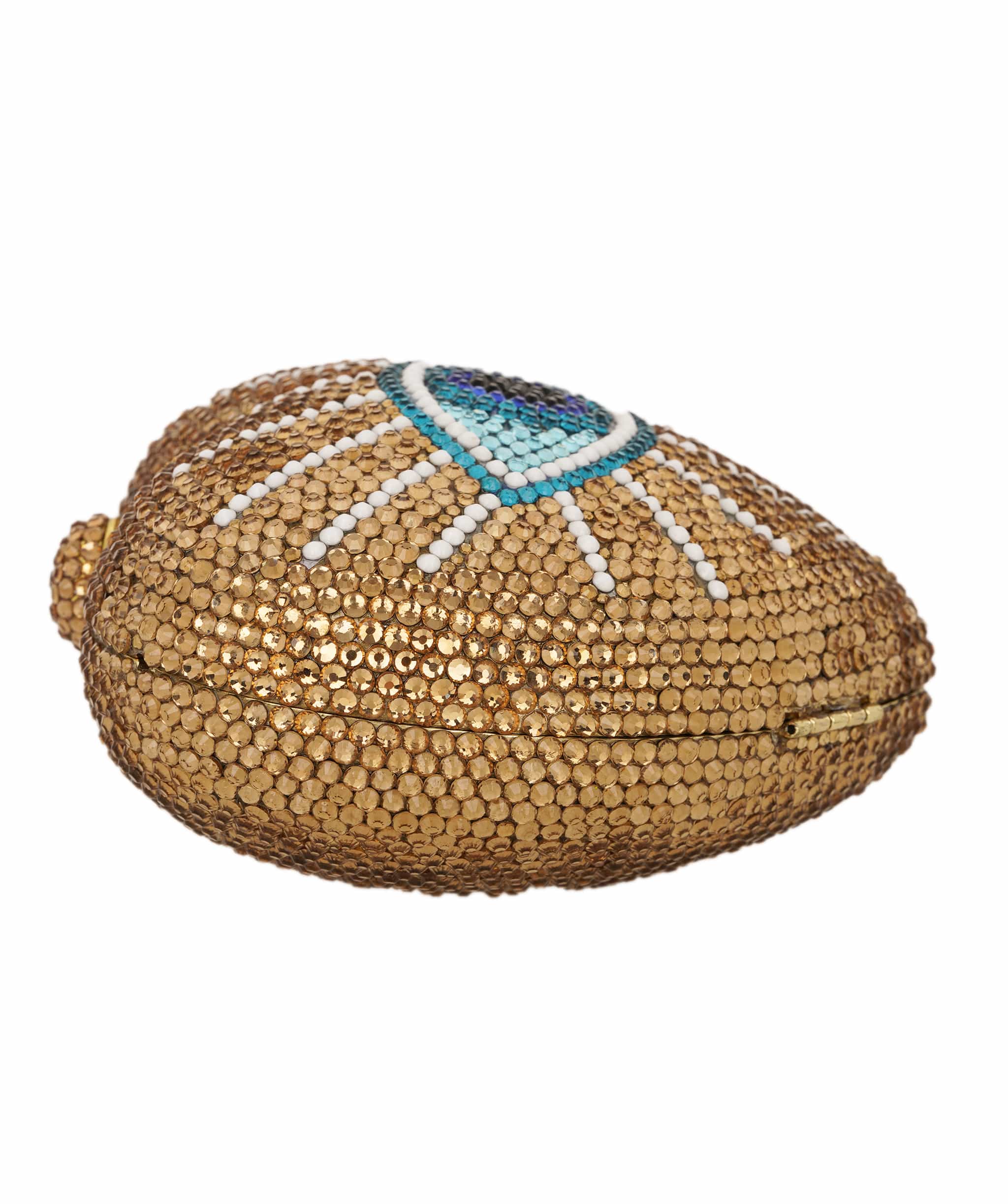 Ruya Customisable RÜYA Heart Shape bag with a gold crystal finish and evil eye motif design AKC0731