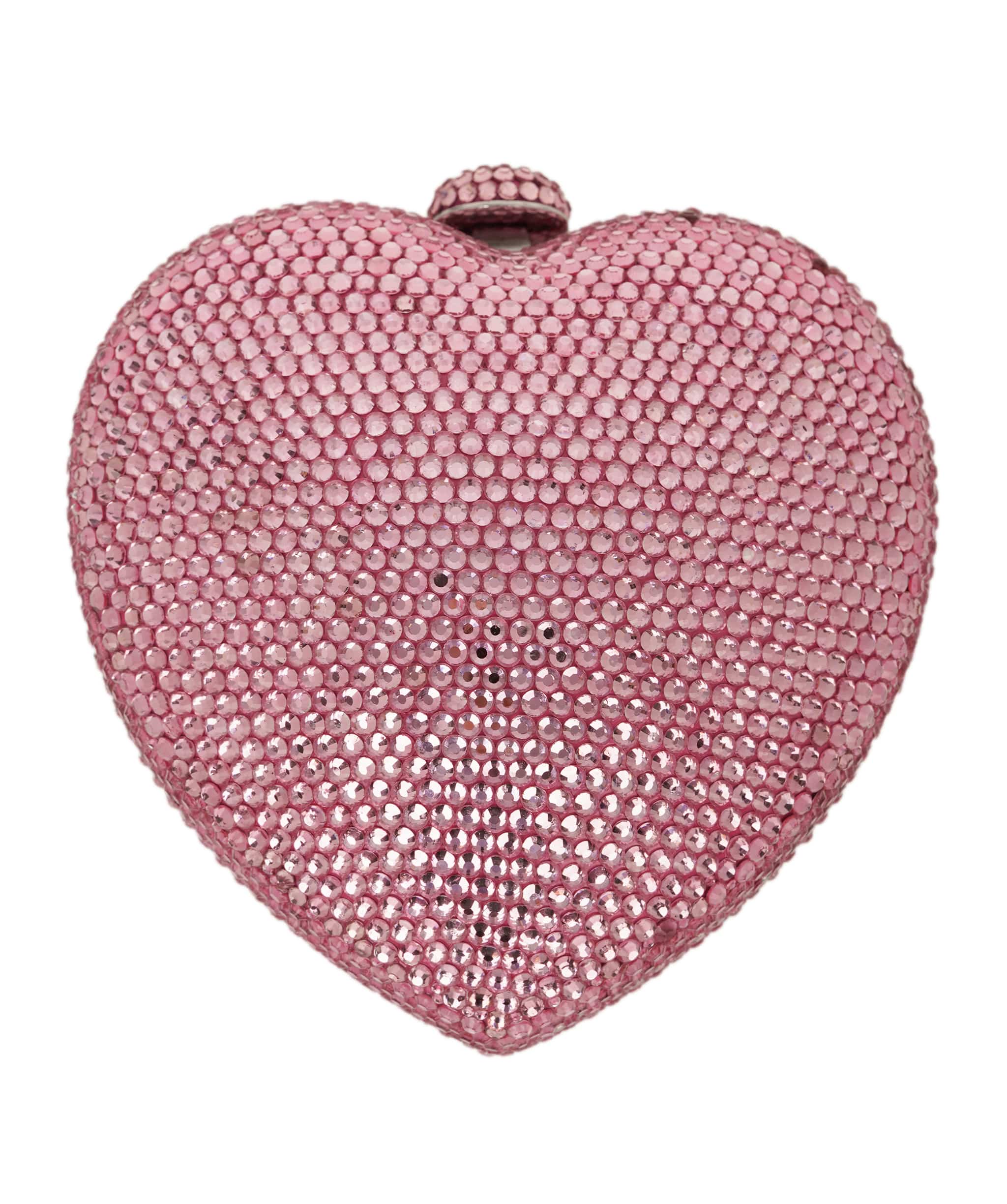 Ruya Customisable RÜYA Heart Shape bag with a light pink crystal finish and silver personalised lettering AKC0729