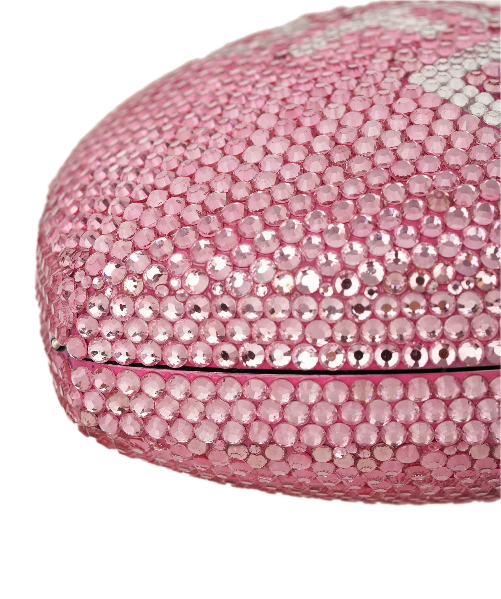 Ruya Customisable RÜYA Heart Shape bag with a light pink crystal finish and silver personalised lettering AKC0729