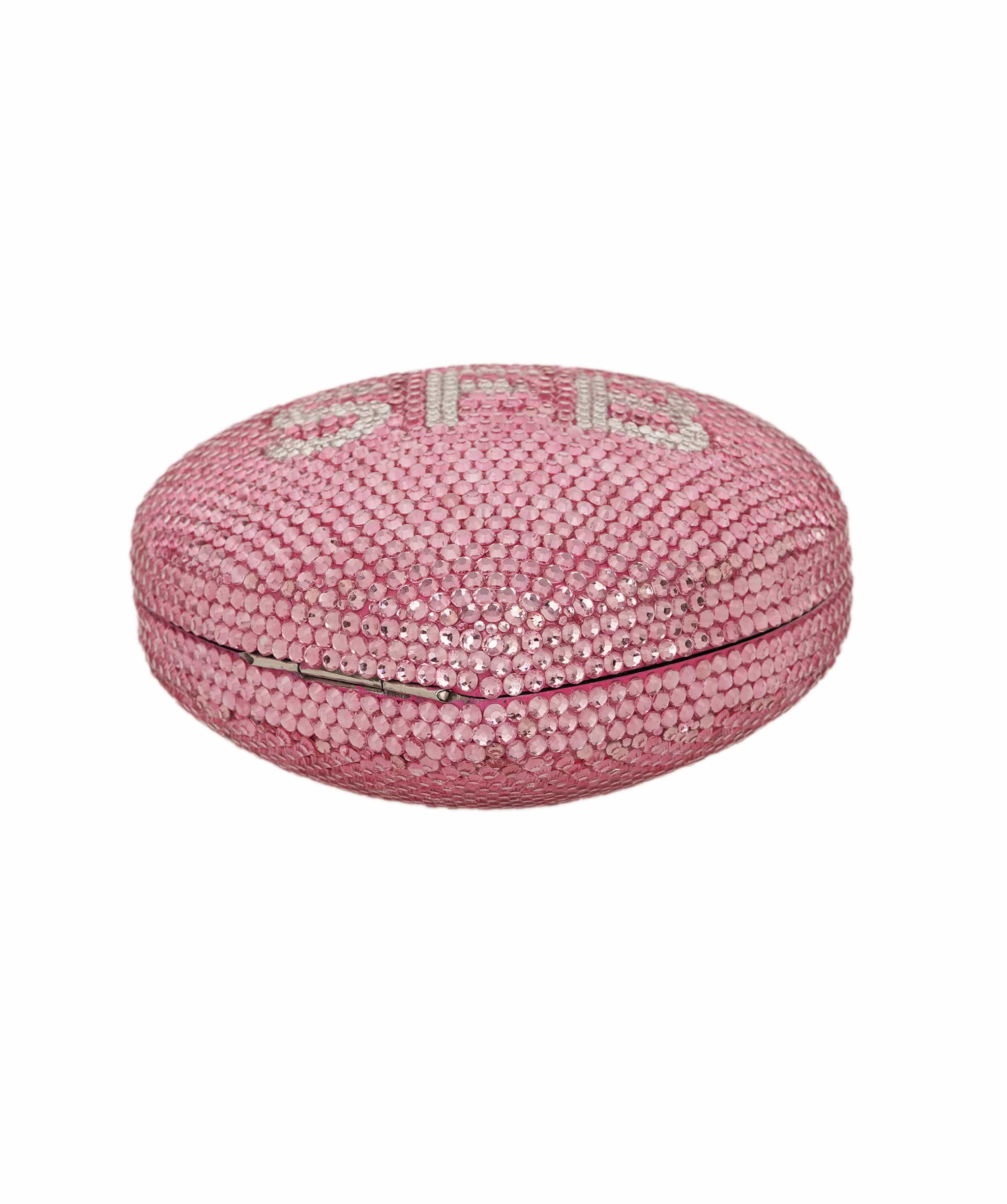 Ruya Customisable RÜYA Heart Shape bag with a light pink crystal finish and silver personalised lettering AKC0729