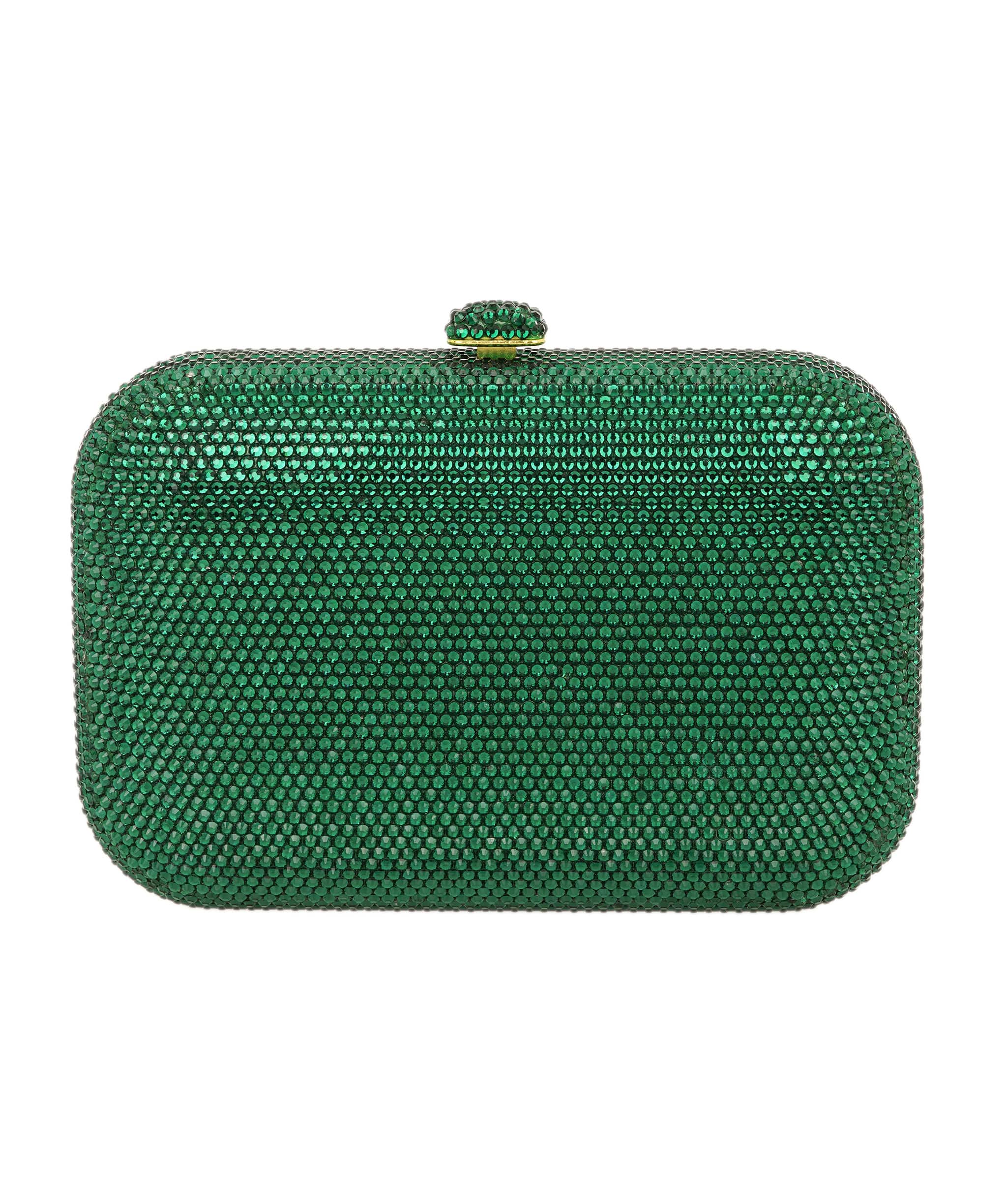 Ruya Customisable RÜYA Large Curve bag with a green crystal finish and gold personalised lettering AKC0728