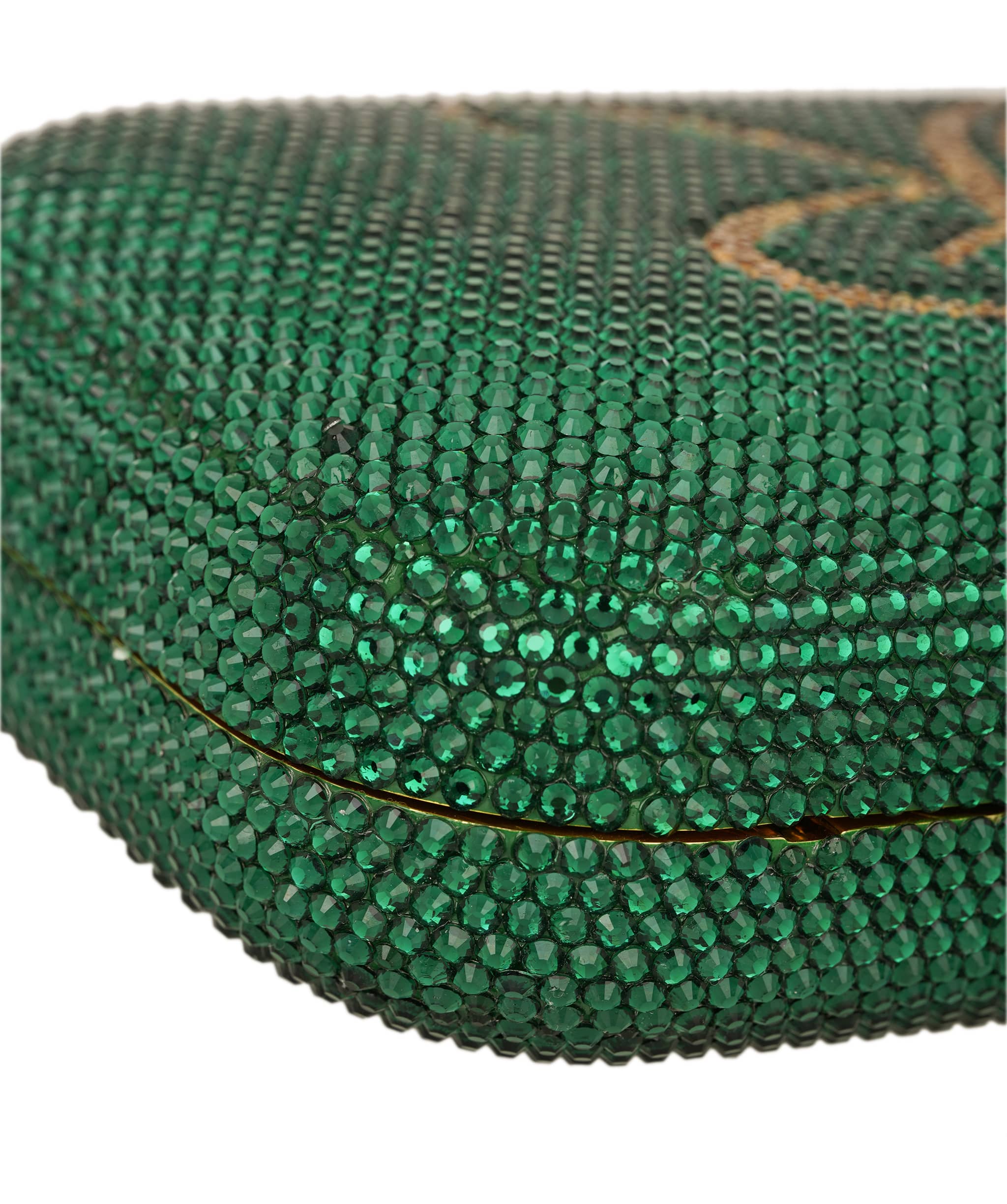 Ruya Customisable RÜYA Large Curve bag with a green crystal finish and gold personalised lettering AKC0728