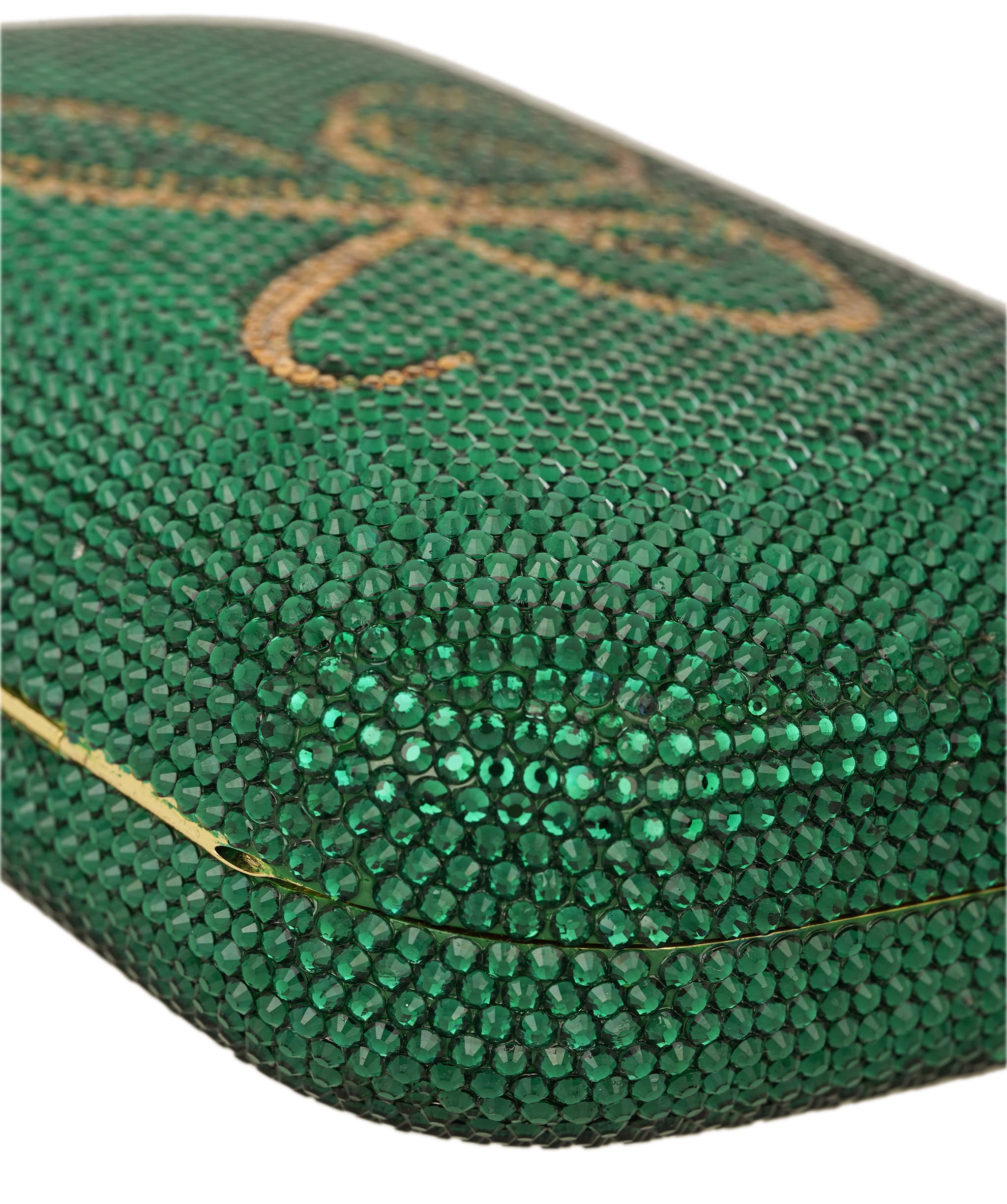 Ruya Customisable RÜYA Large Curve bag with a green crystal finish and gold personalised lettering AKC0728