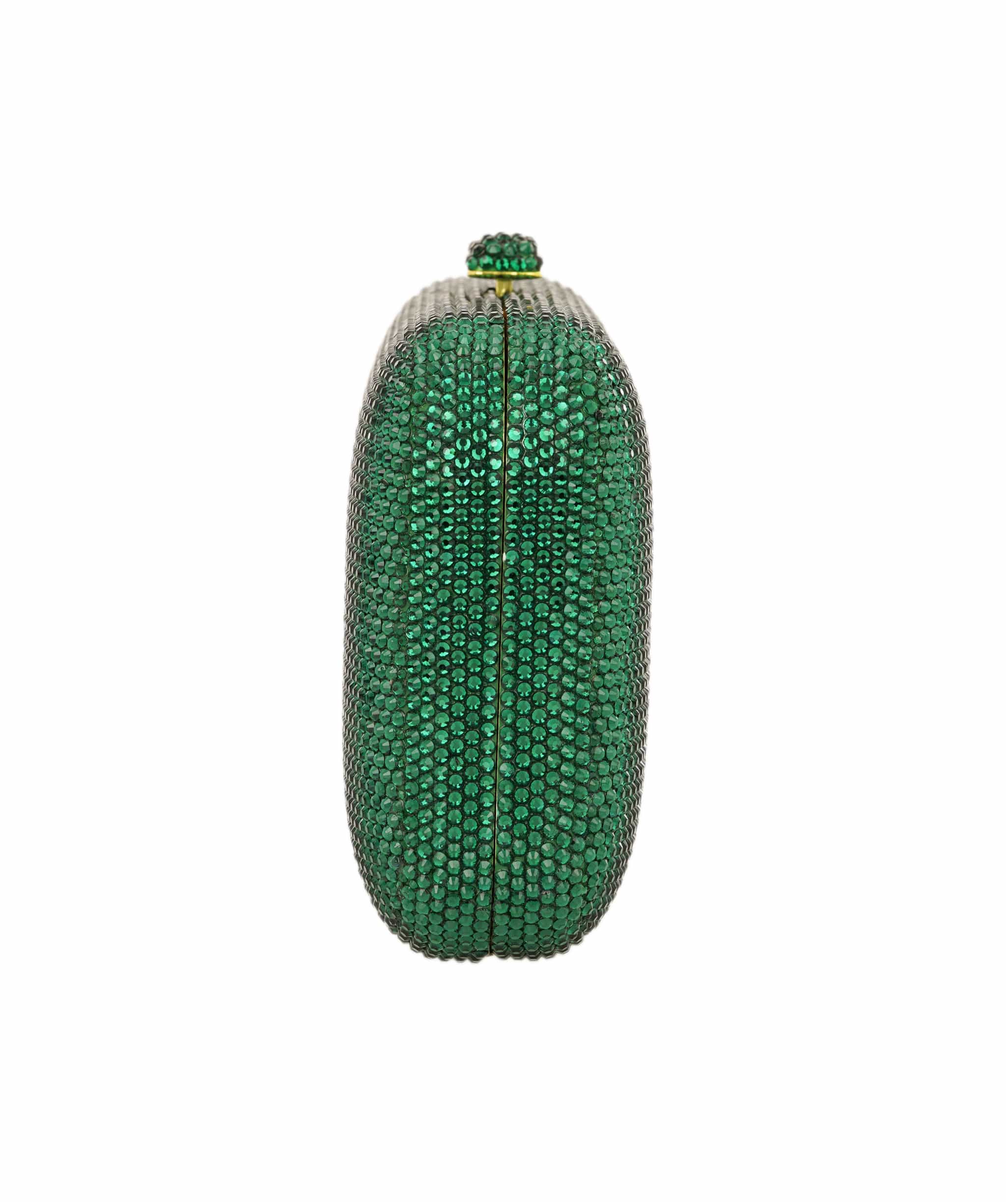 Ruya Customisable RÜYA Large Curve bag with a green crystal finish and gold personalised lettering AKC0728