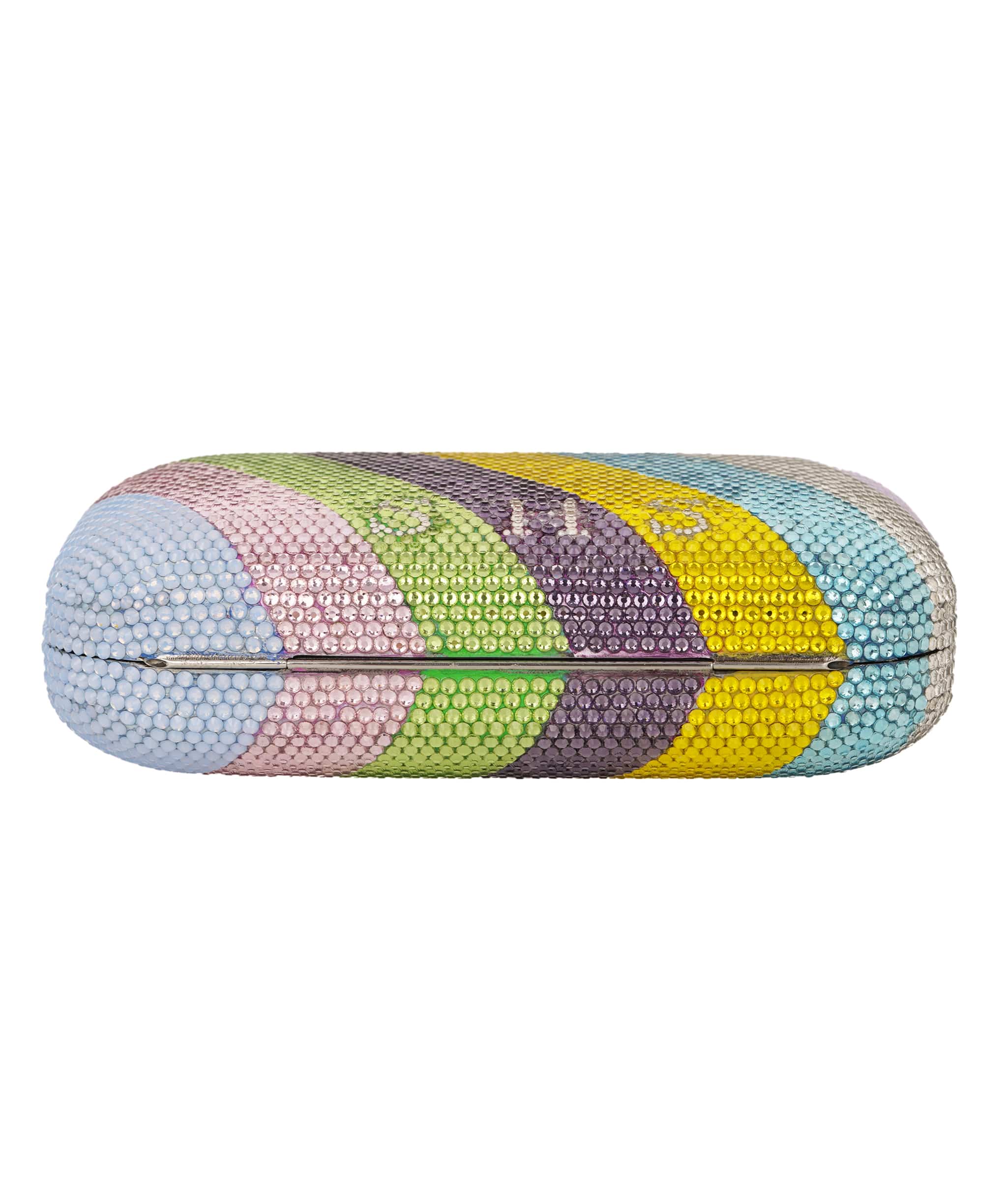Ruya Customisable RÜYA Large Curve bag with multicolour stripe crystal finish and silver personalised lettering AKC0734