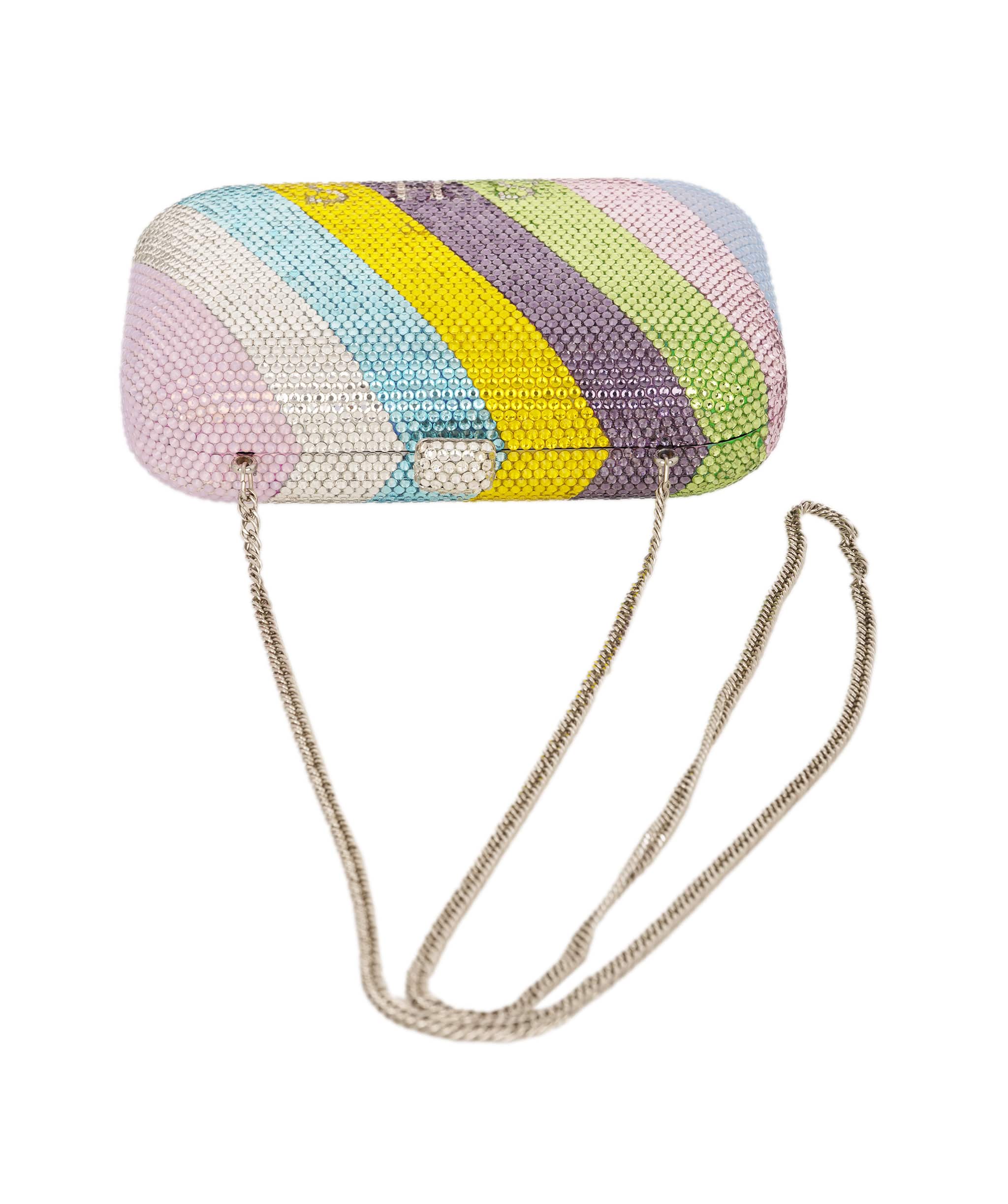 Ruya Customisable RÜYA Large Curve bag with multicolour stripe crystal finish and silver personalised lettering AKC0734