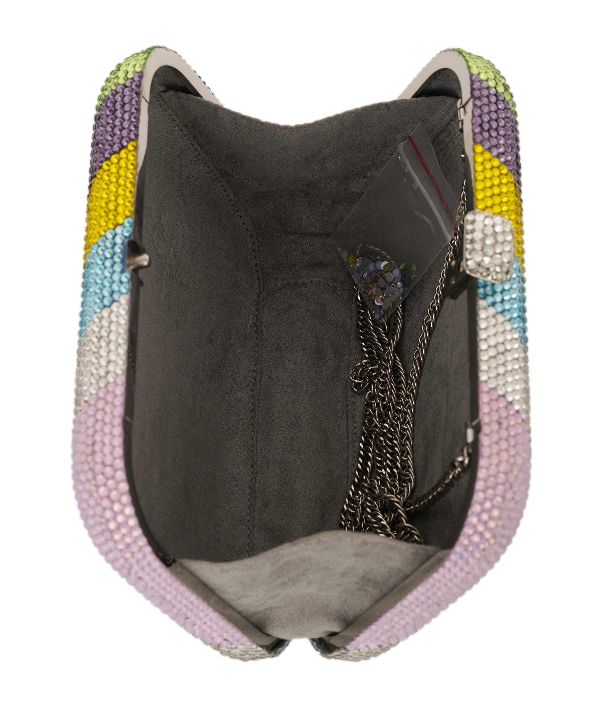 Ruya Customisable RÜYA Large Curve bag with multicolour stripe crystal finish and silver personalised lettering AKC0734