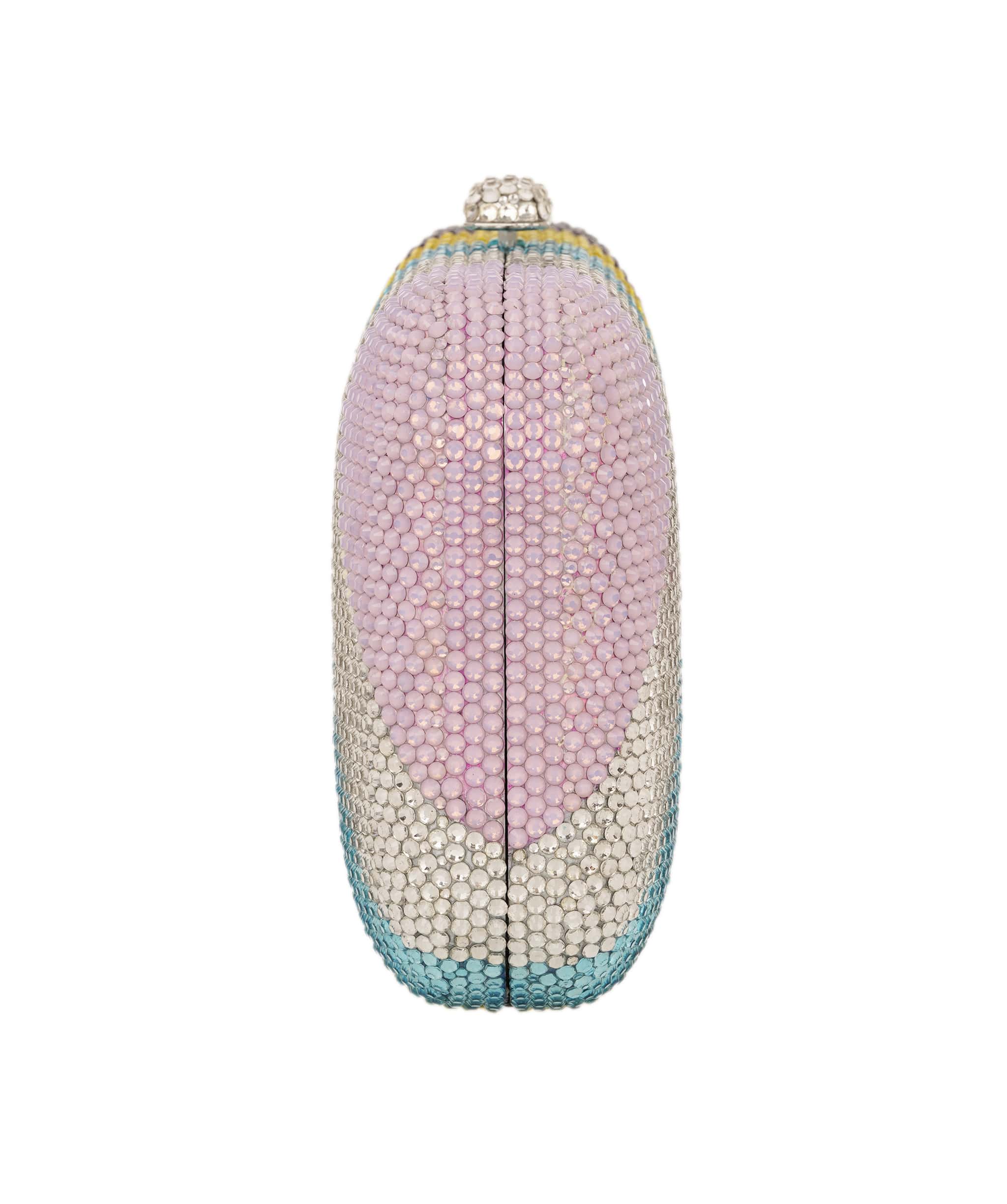 Ruya Customisable RÜYA Large Curve bag with multicolour stripe crystal finish and silver personalised lettering AKC0734