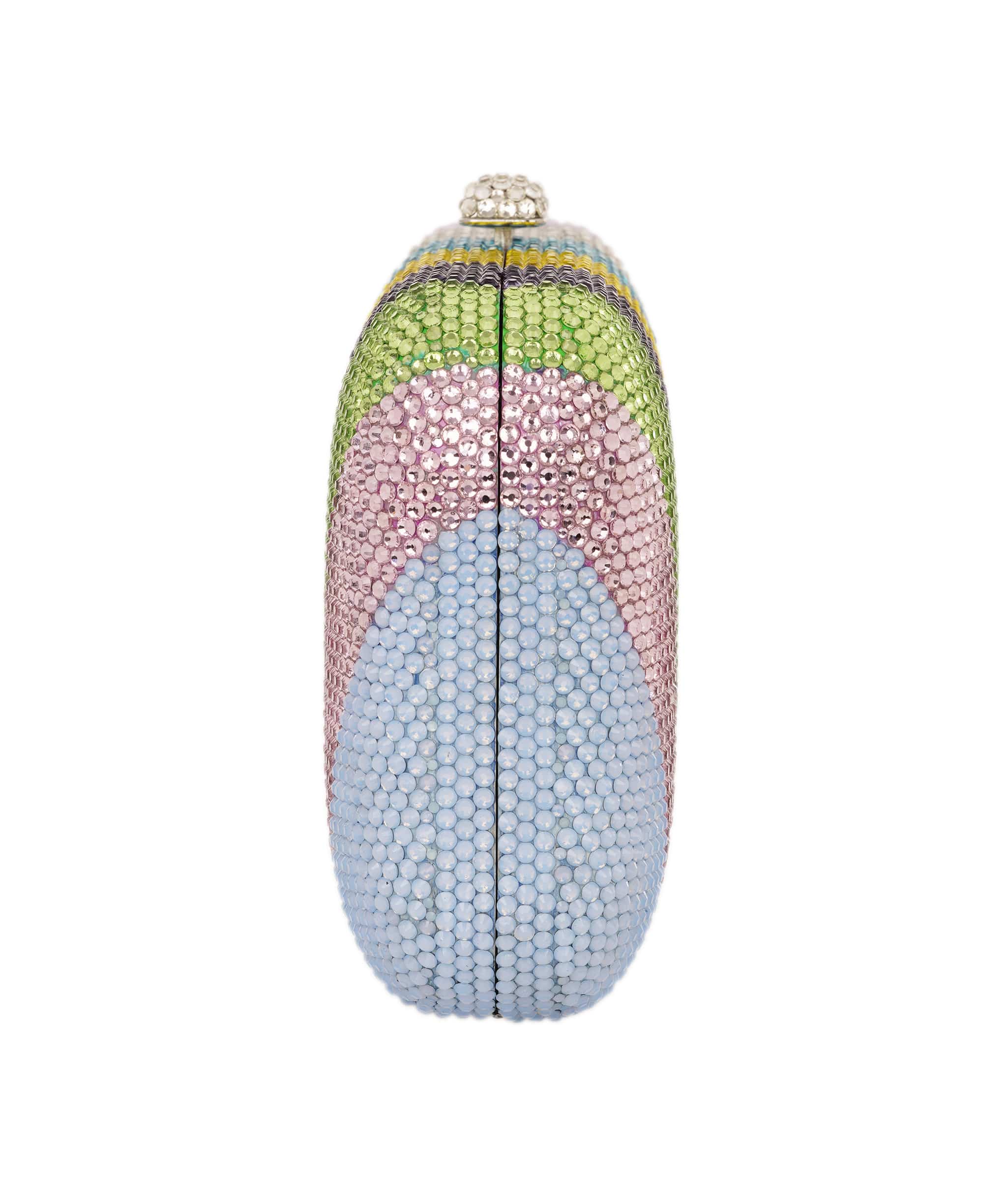 Ruya Customisable RÜYA Large Curve bag with multicolour stripe crystal finish and silver personalised lettering AKC0734