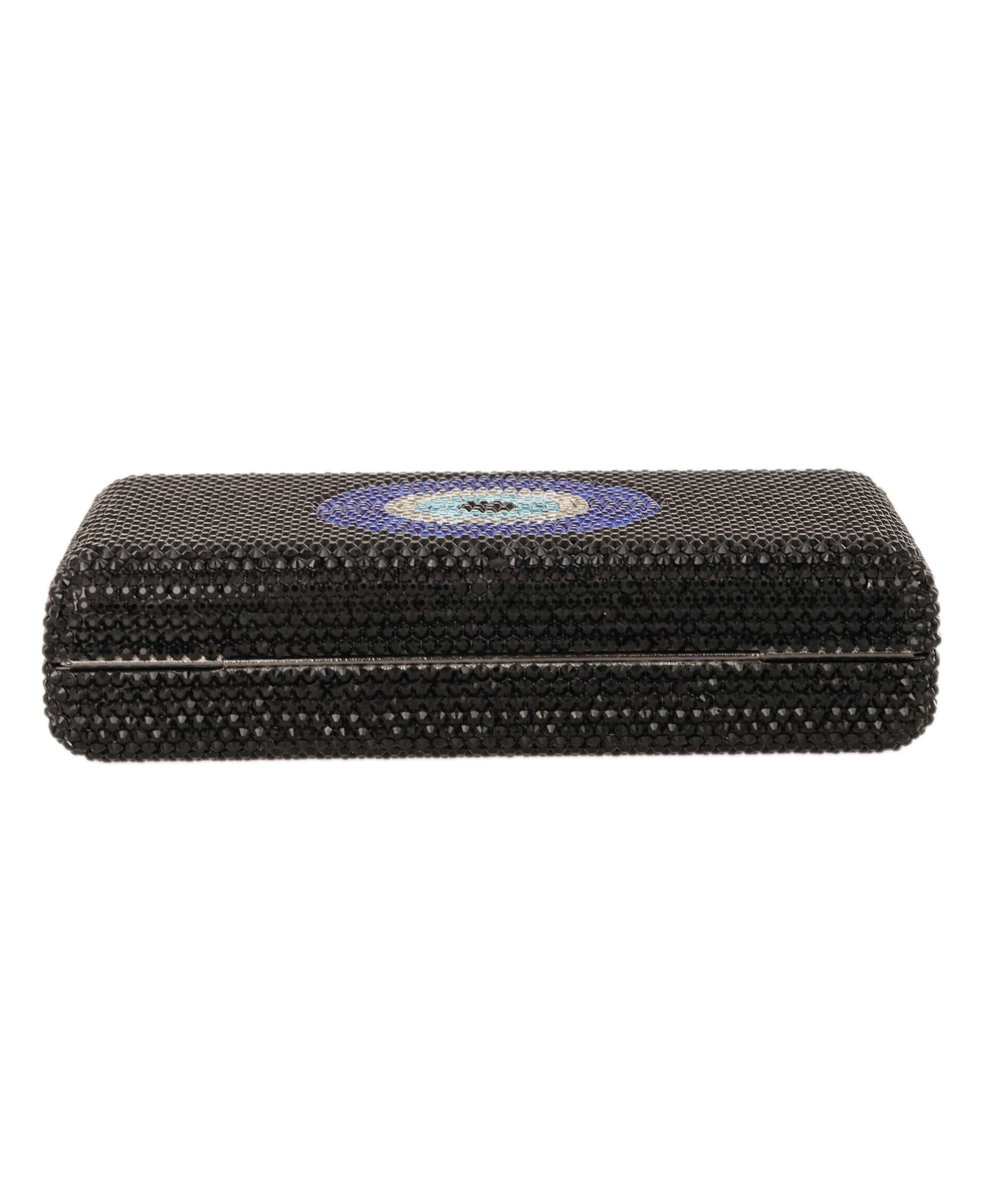 Ruya Customisable RÜYA Small Box bag with a black crystal finish and evil eye motif design AKC0735