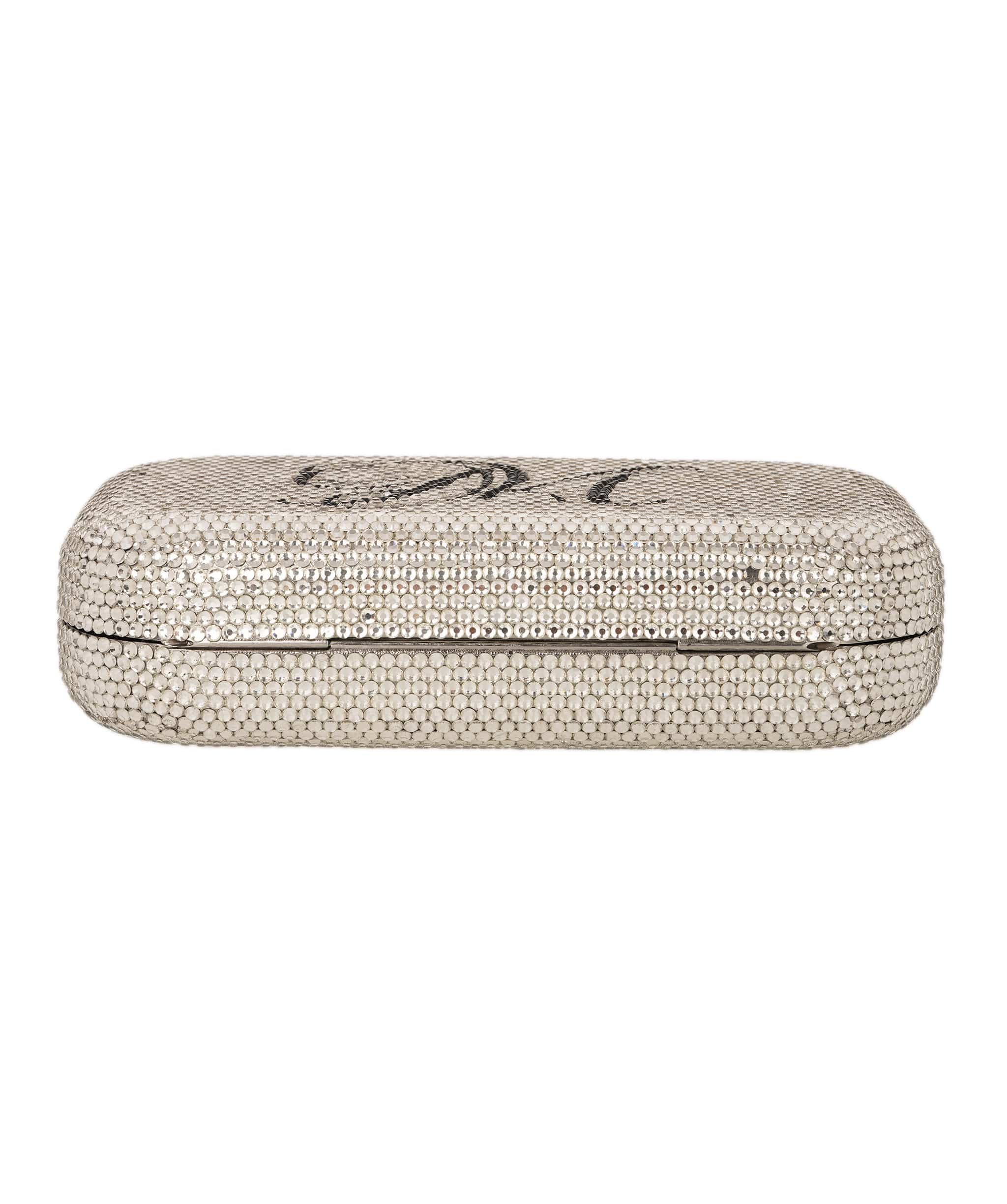 Ruya Customisable RÜYA Small Curve bag with a silver crystal finish and black personalised lettering AKC0726