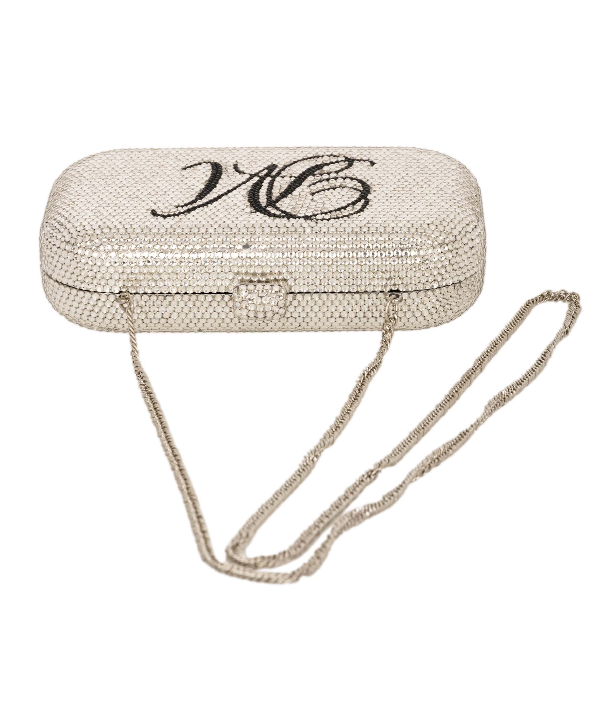 Ruya Customisable RÜYA Small Curve bag with a silver crystal finish and black personalised lettering AKC0726
