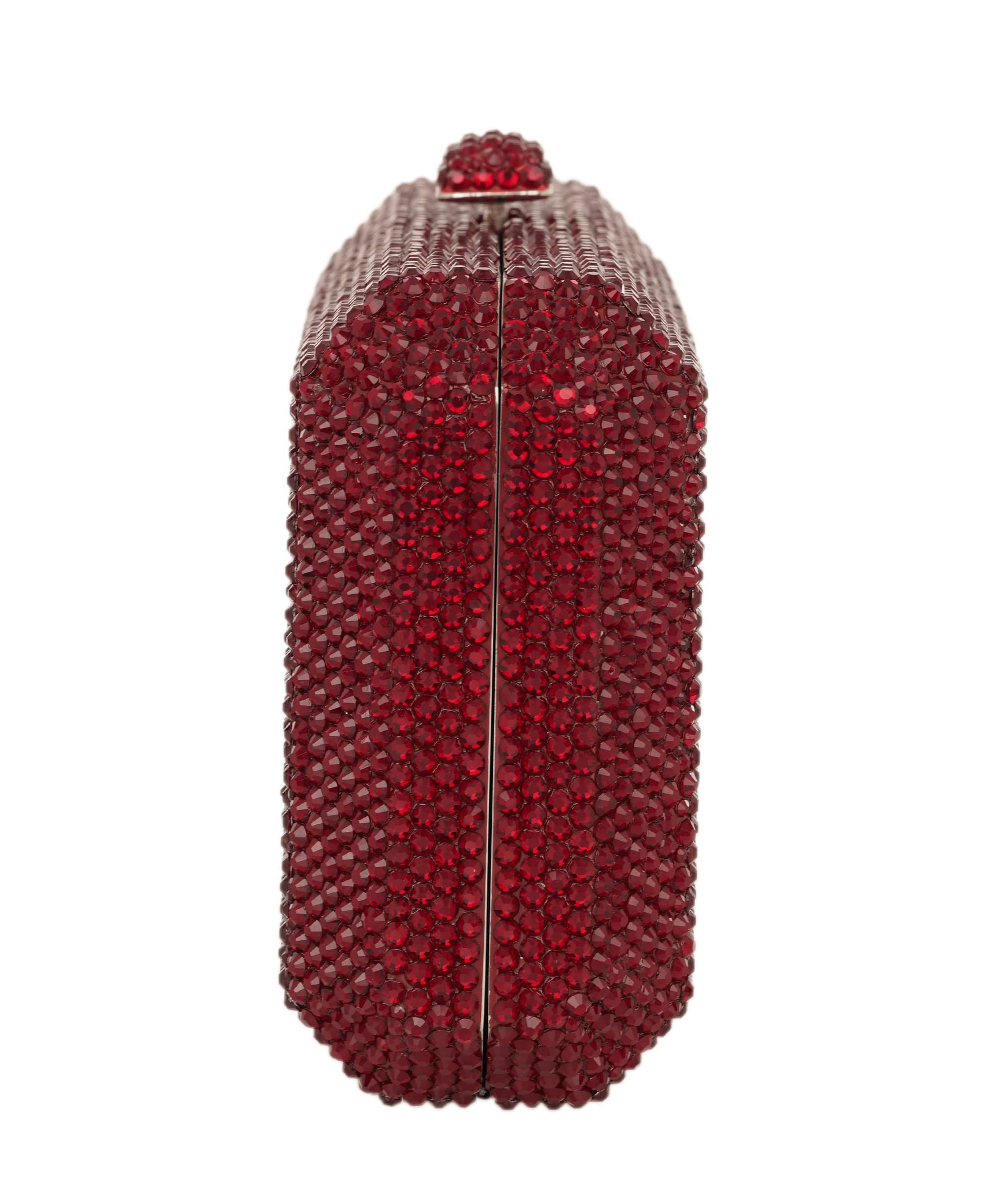 Ruya Customisable RÜYA Small Jewel bag with a red crystal finish and silver personalised lettering AKC0727