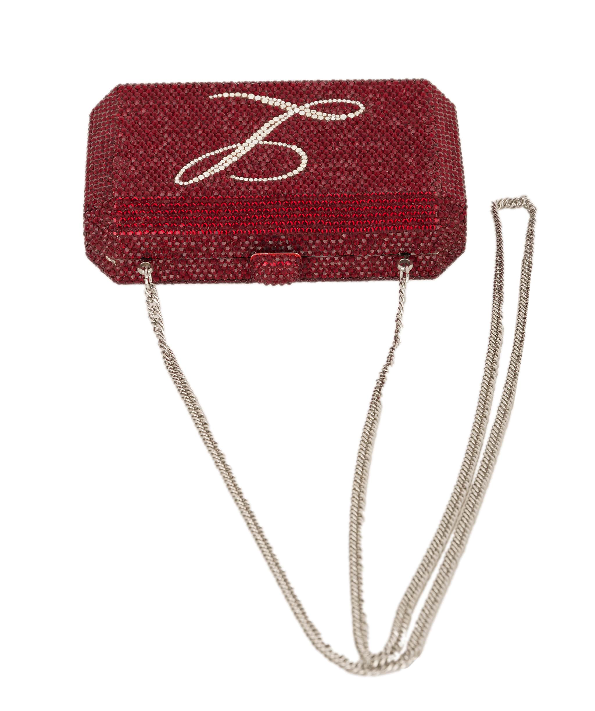 Ruya Customisable RÜYA Small Jewel bag with a red crystal finish and silver personalised lettering AKC0727