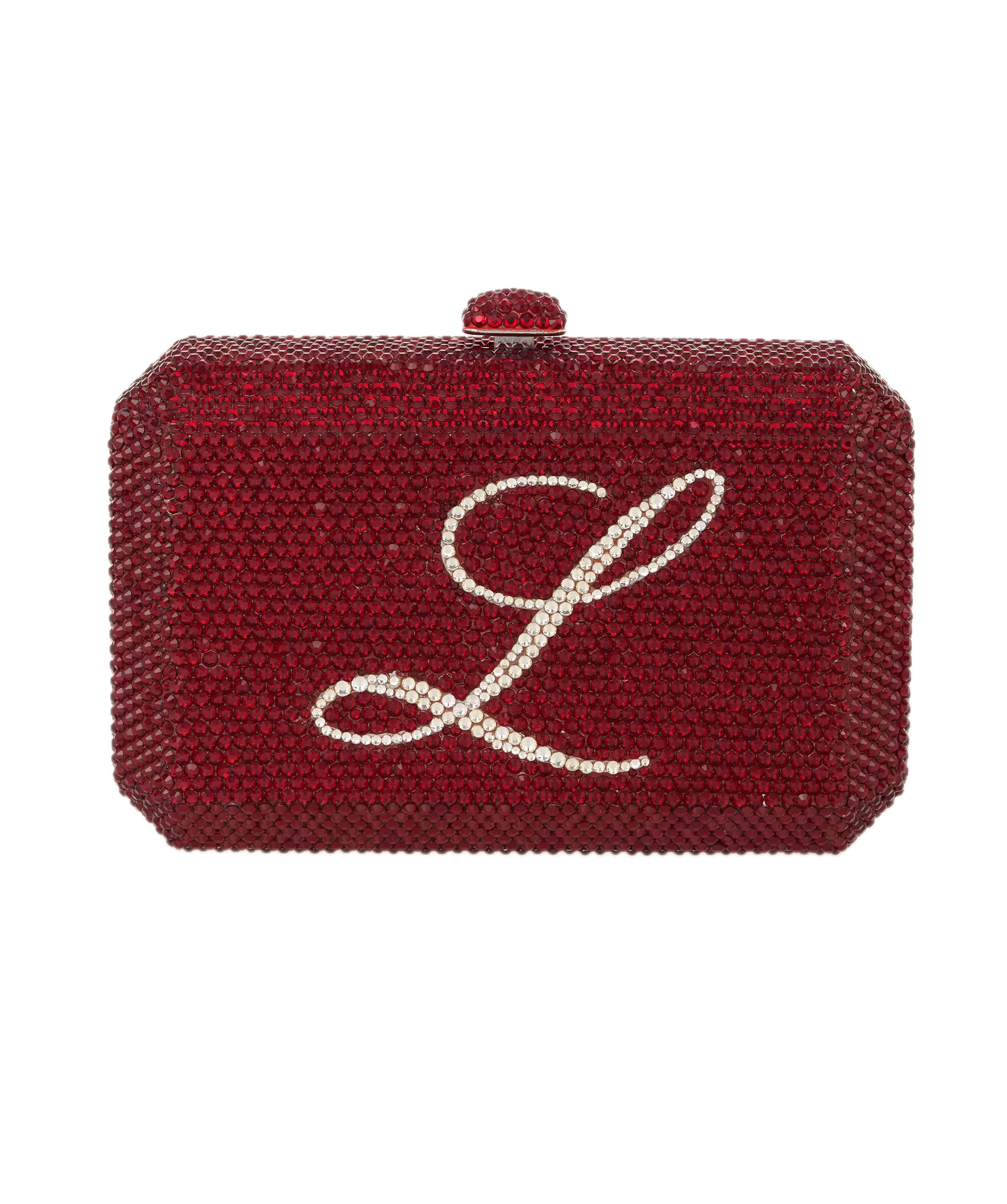 Ruya Customisable RÜYA Small Jewel bag with a red crystal finish and silver personalised lettering AKC0727