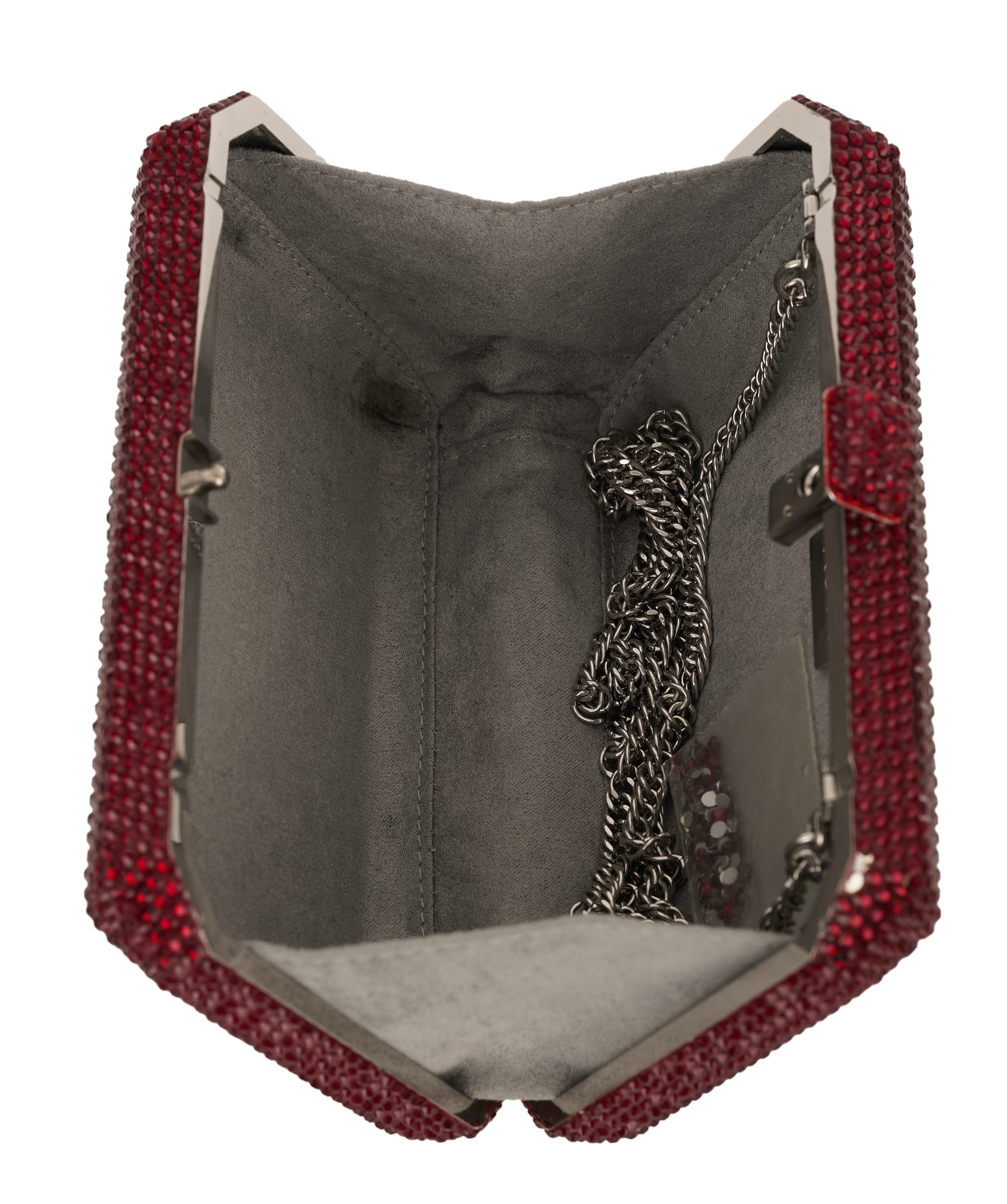 Ruya Customisable RÜYA Small Jewel bag with a red crystal finish and silver personalised lettering AKC0727