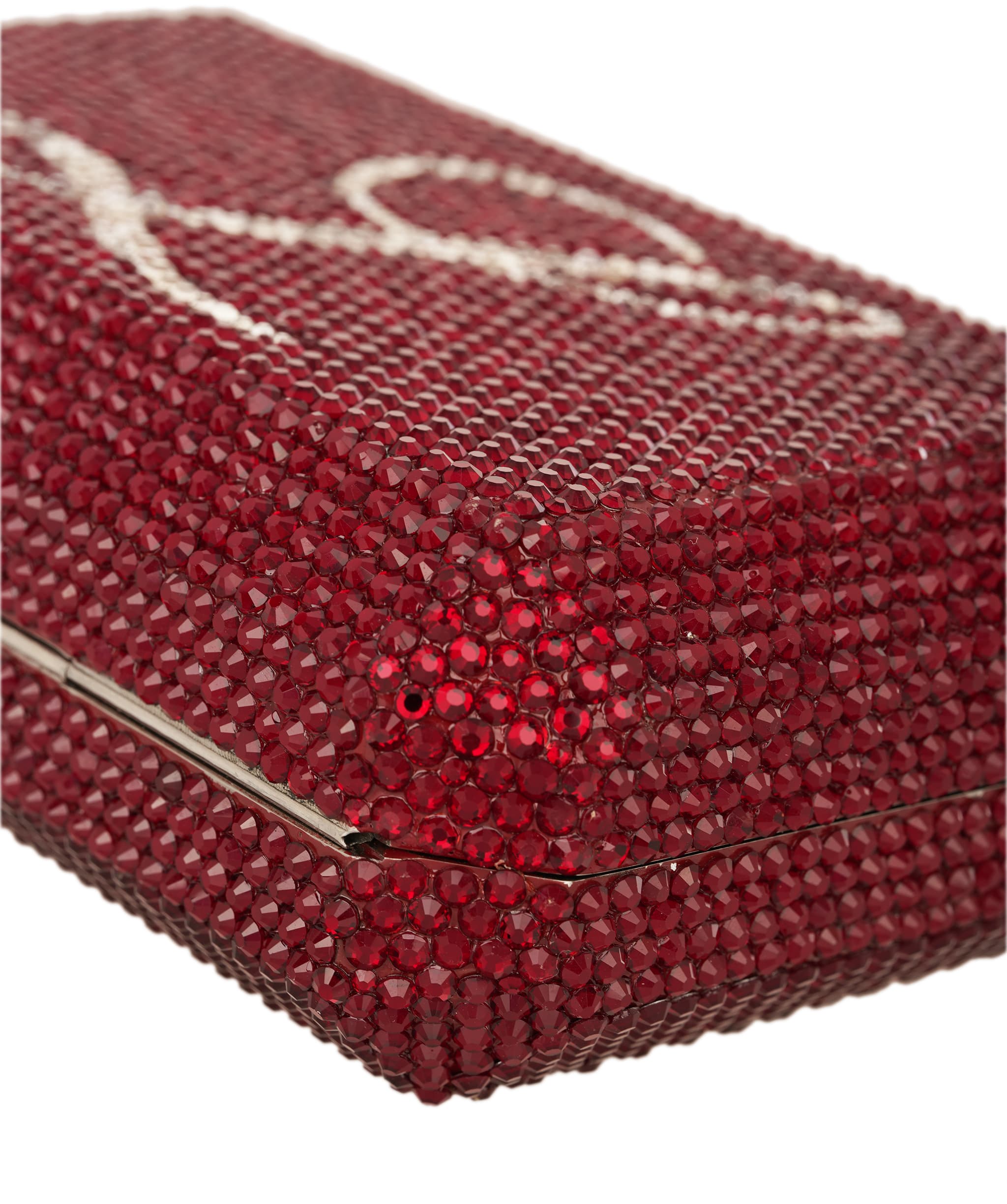Ruya Customisable RÜYA Small Jewel bag with a red crystal finish and silver personalised lettering AKC0727