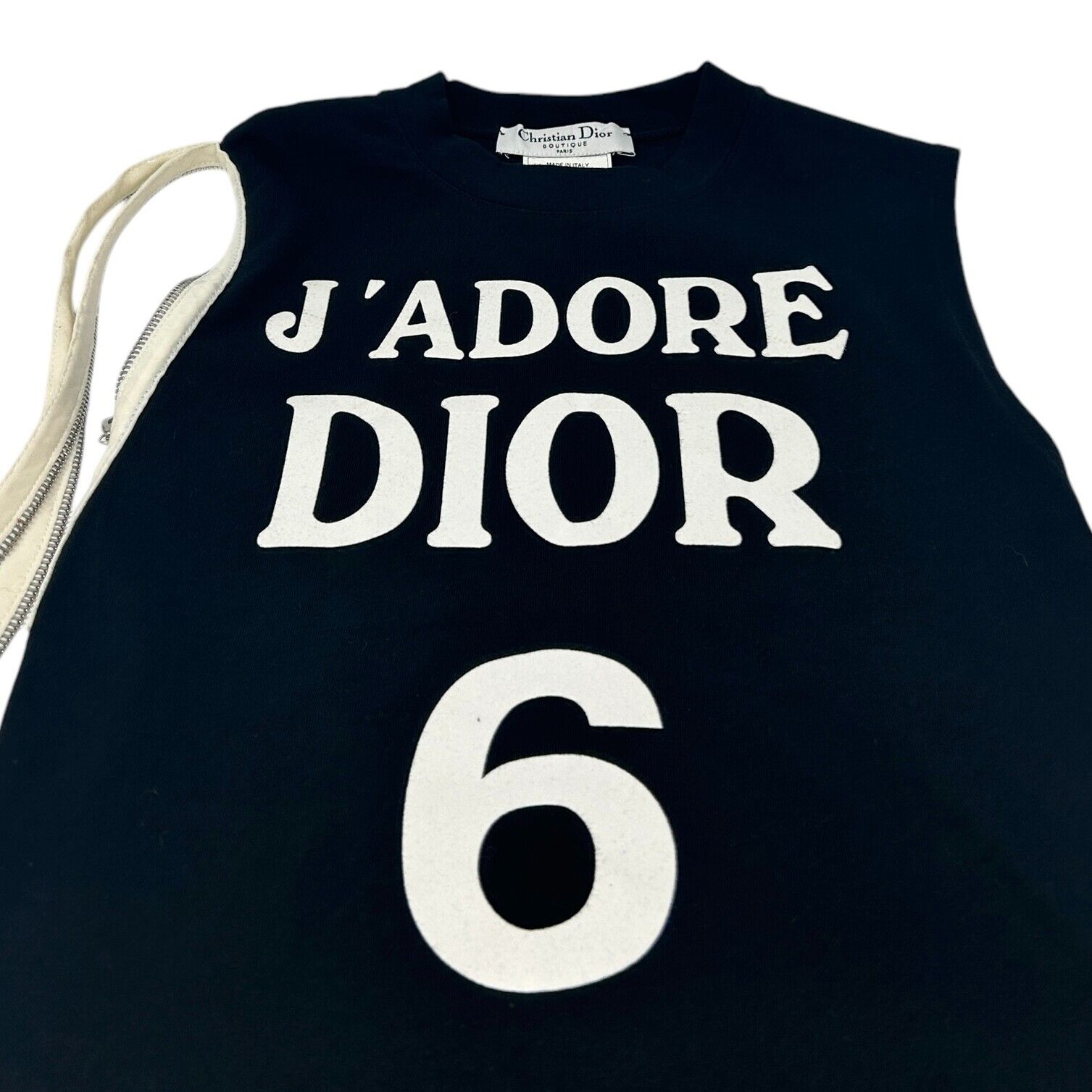 Christian Dior Vintage 2001 J'ADORE Logo Tank Top #40 Zip Black Cotton