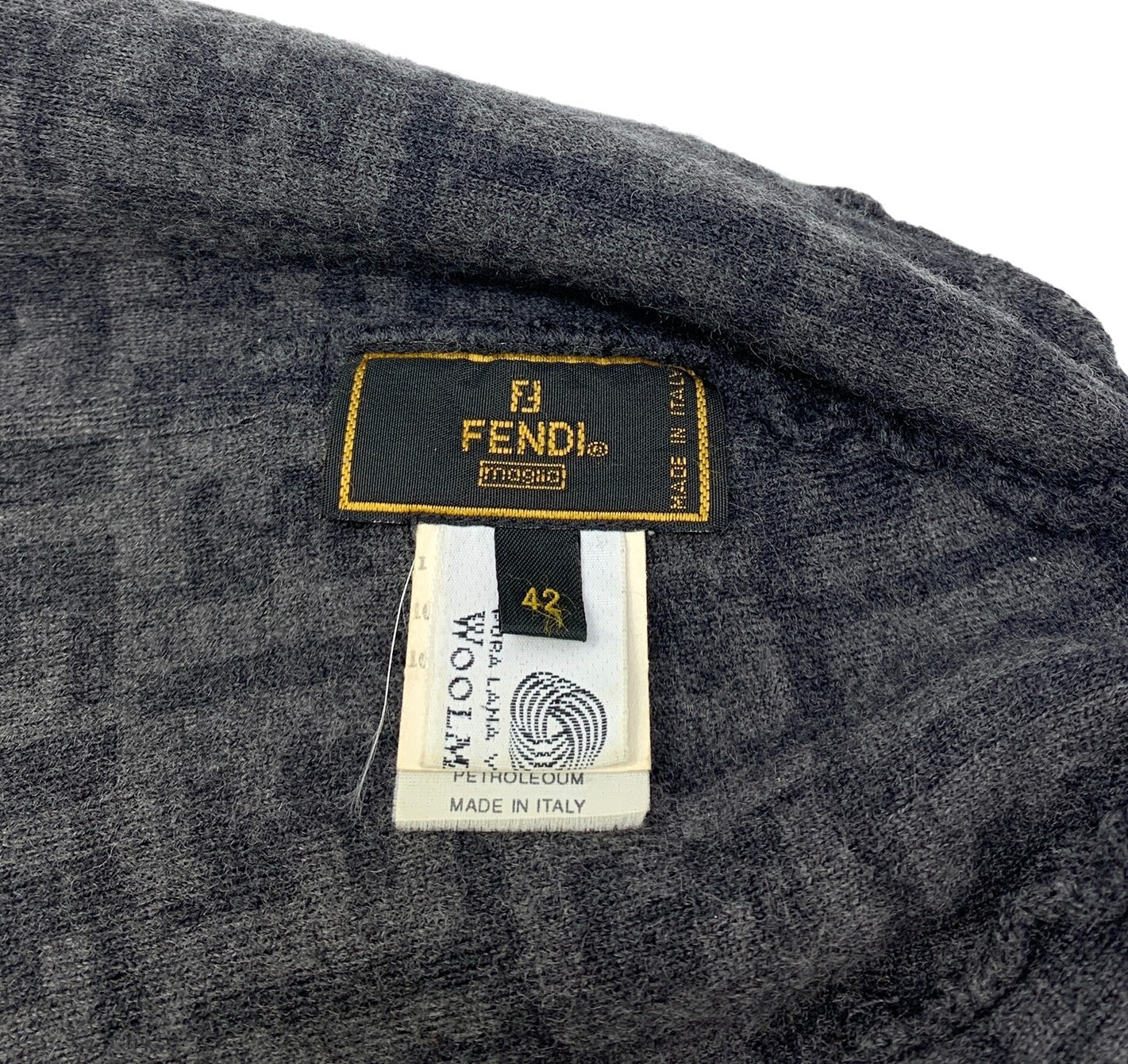 FENDI Vintage Zucca Monogram Knit Beanie #42 Hat Fashion Accessory Wool RankAB+