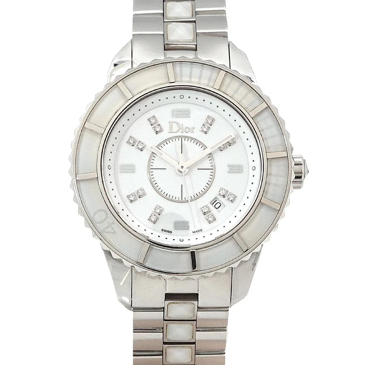 Christian Dior Christal CD113111 16P Diamond White Dial Ladies 90329546