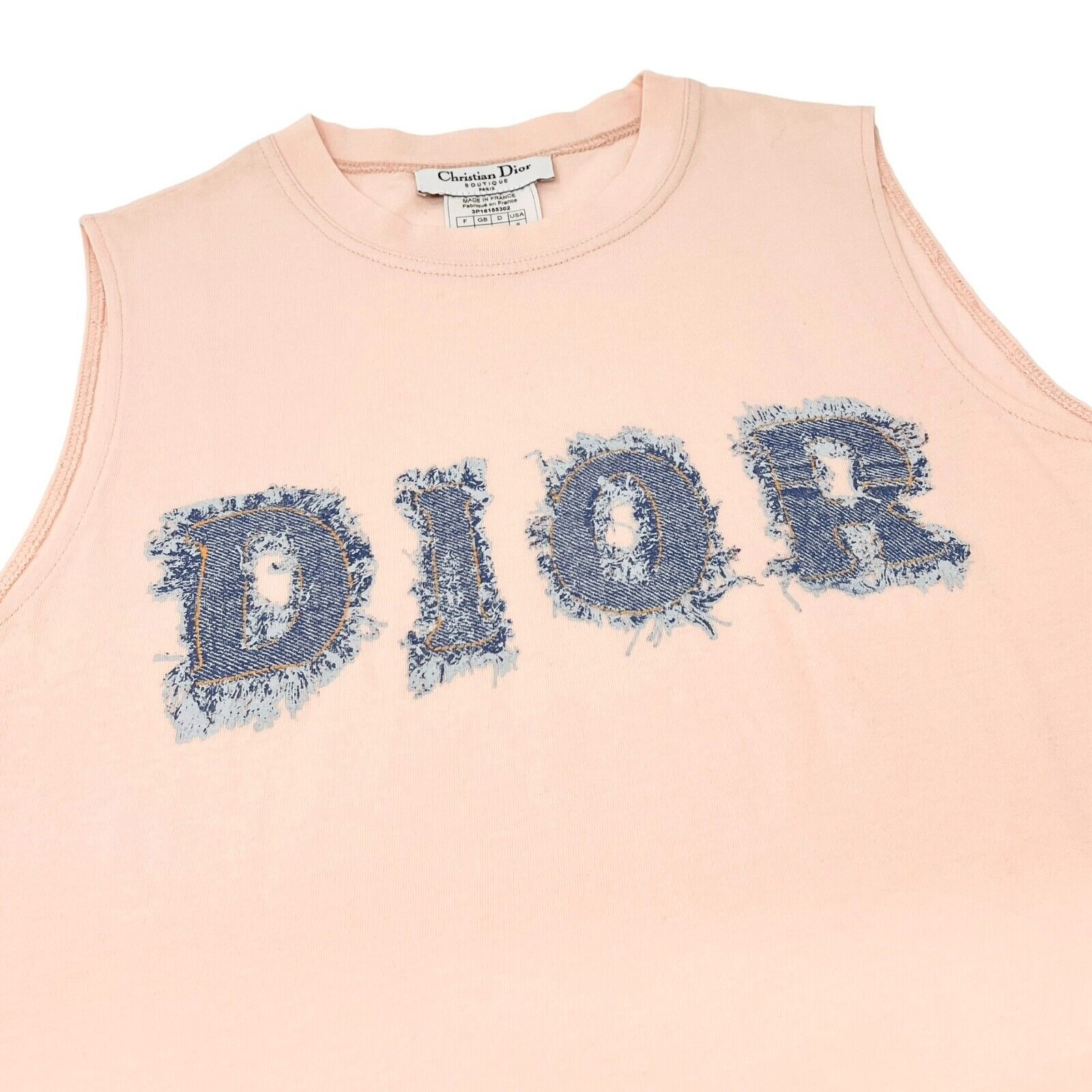 Christian Dior Vintage 2003 Denim Logo Tank Top #40 Light Pink Cotton