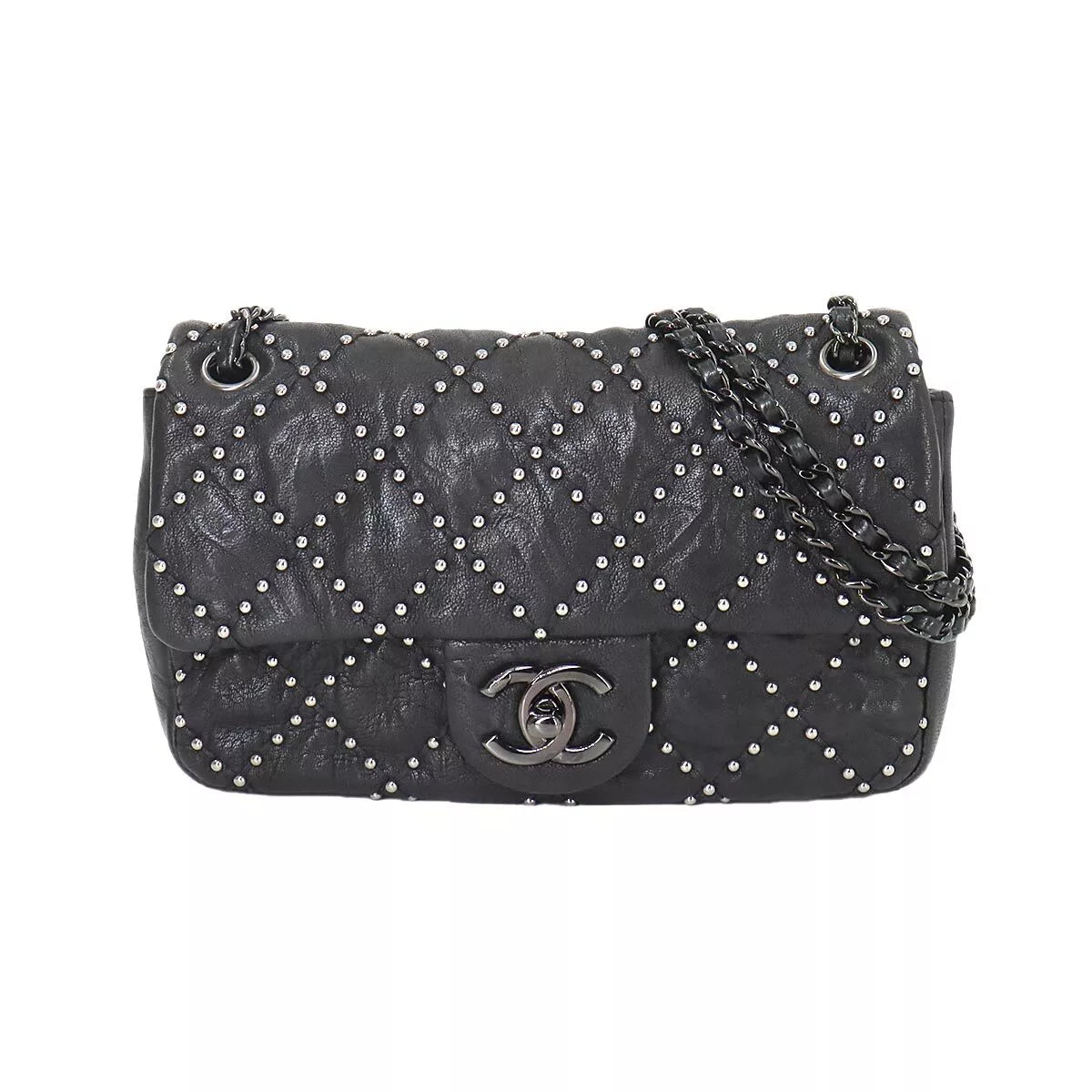 CHANEL Mini Matelasse 20 Chain Shoulder Bag Leather Black Purse 90253093